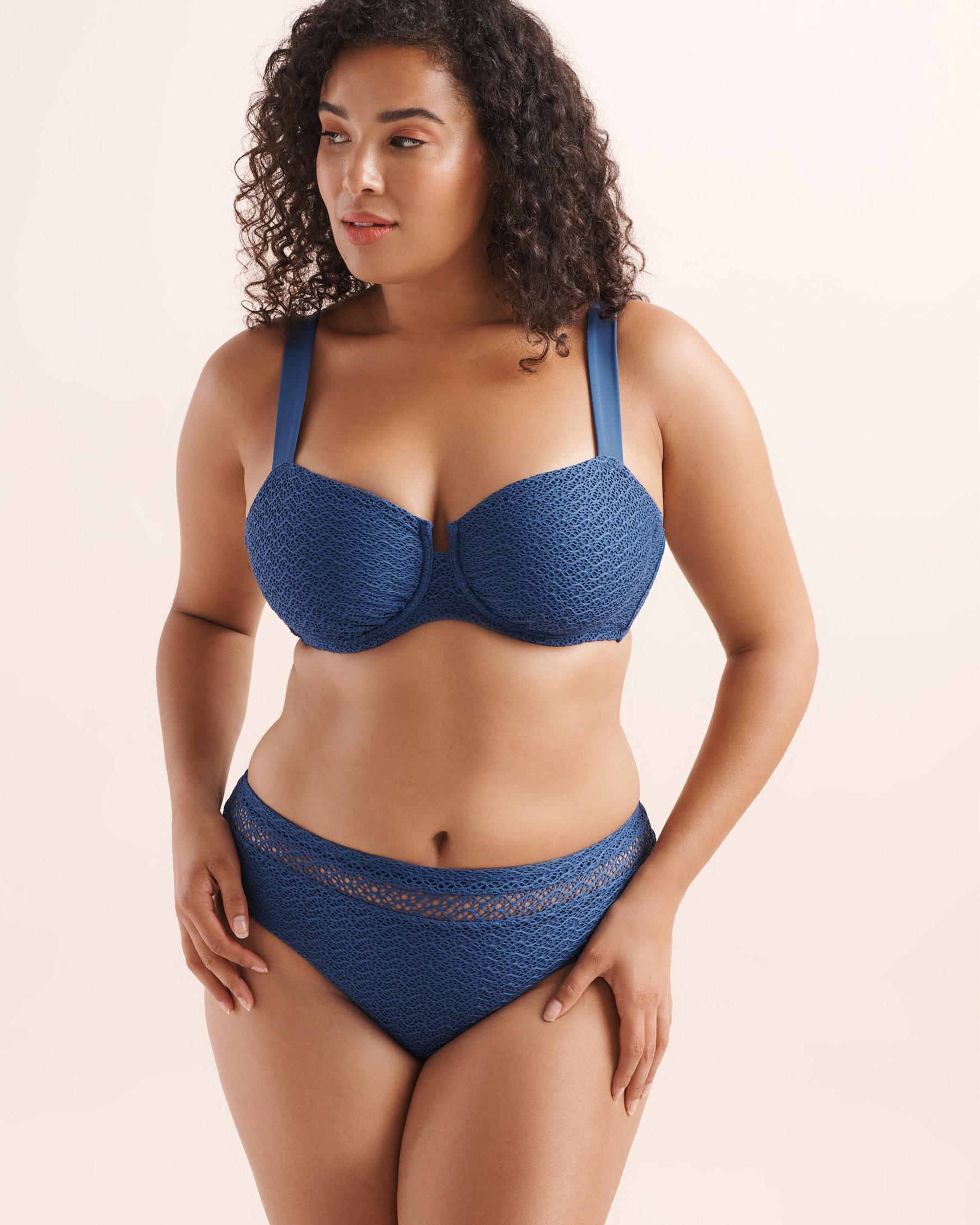 COSTA DEL REY Crochet D Cup Plunge Bikini Top Sodalite Blue 01200152 - View1