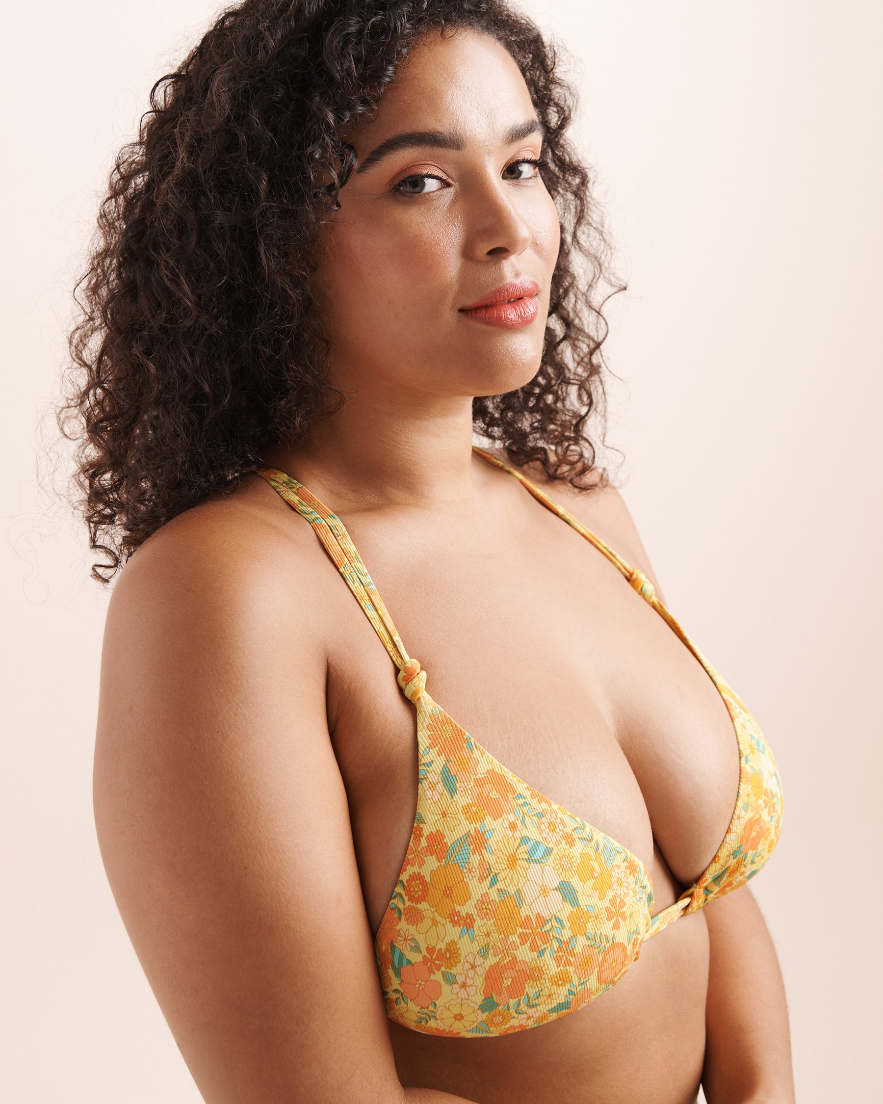 BODY GLOVE Felicity Ashlyn D Cup Triangle Slider Bikini Top Pink, yellow, orange, blue/Floral 39695200D - View4
