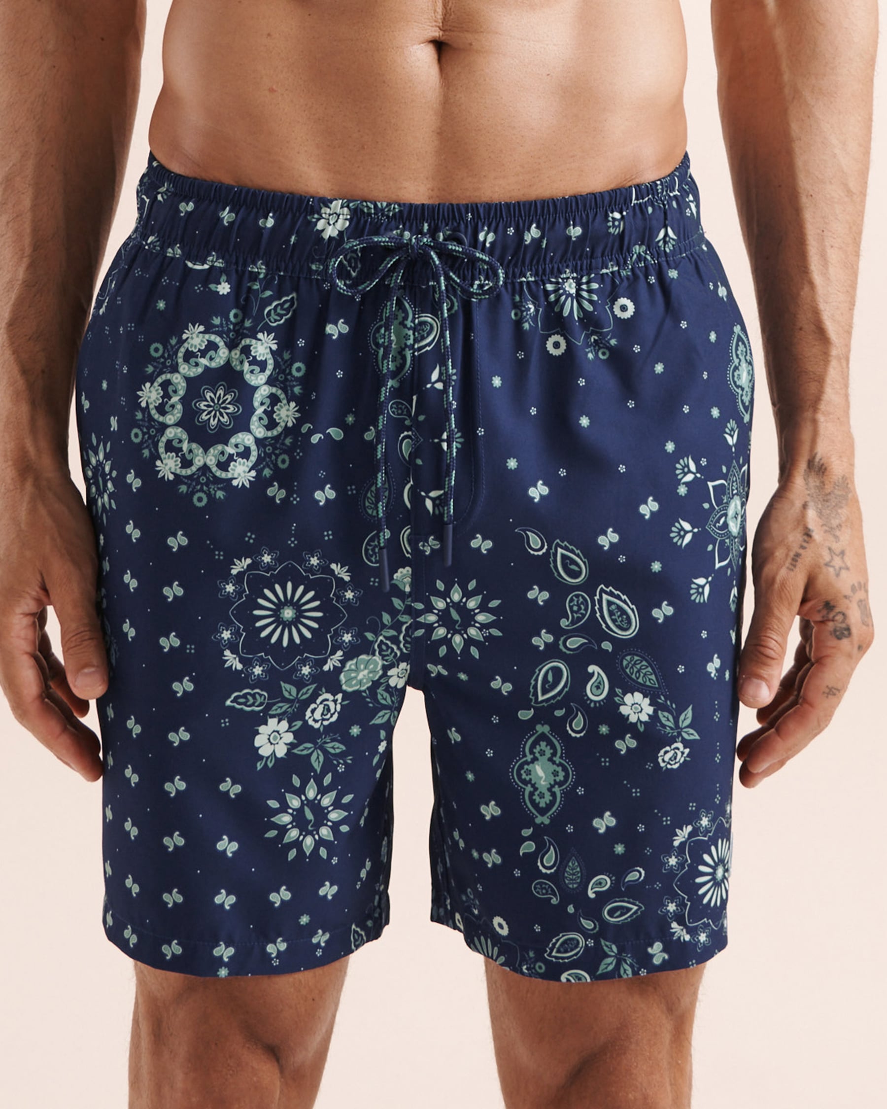 SHORELINE SEVEN Floral Paisley Compressive Liner 6'' Volley Swimsuit Blue 03100094 - View5