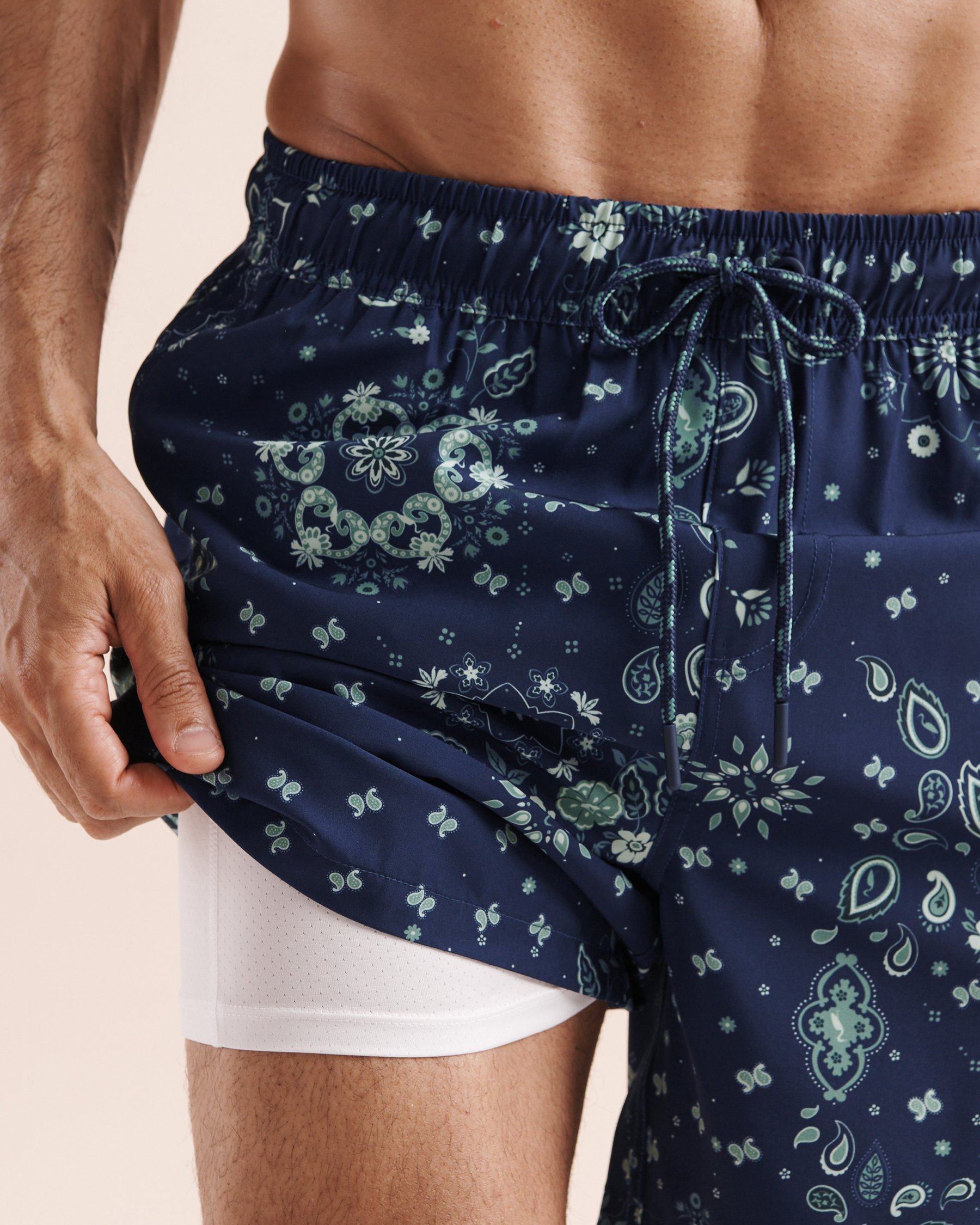 SHORELINE SEVEN Floral Paisley Compressive Liner 6'' Volley Swimsuit Blue 03100094 - View9