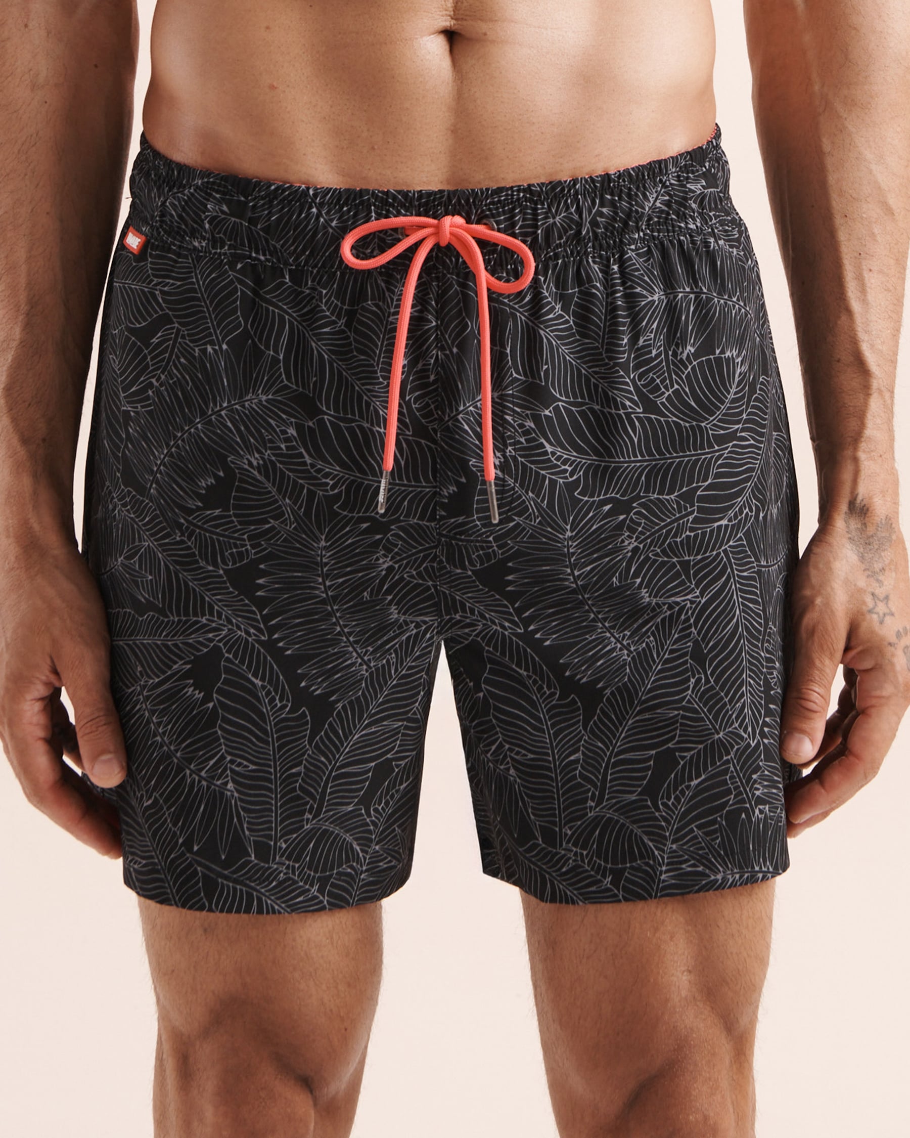 HAMABE Foliage Print 4.5'' Volley Swimsuit With Brief Liner Black and charcoal grey 03100092 - View1