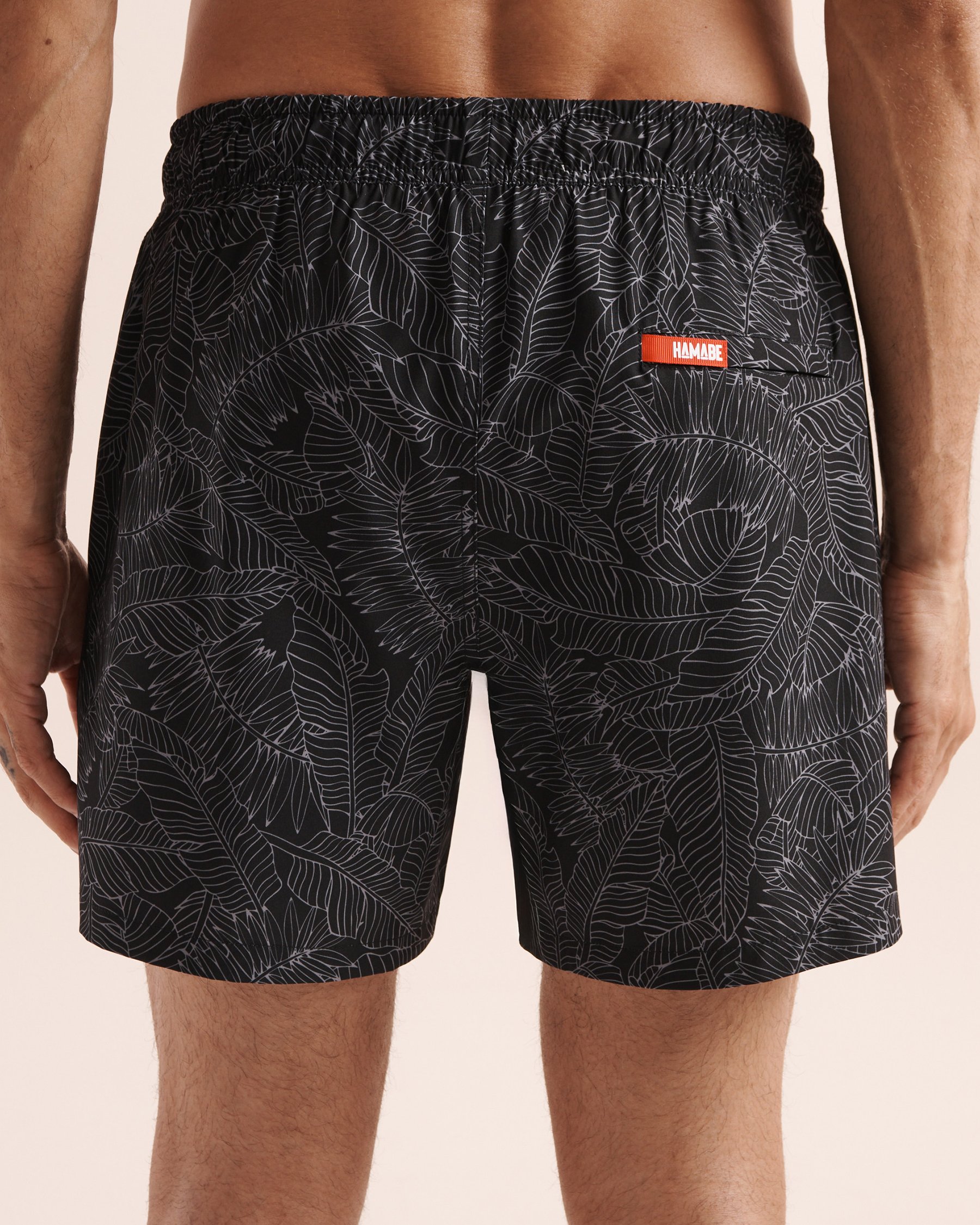 HAMABE Foliage Print 4.5'' Volley Swimsuit With Brief Liner Black and charcoal grey 03100092 - View2