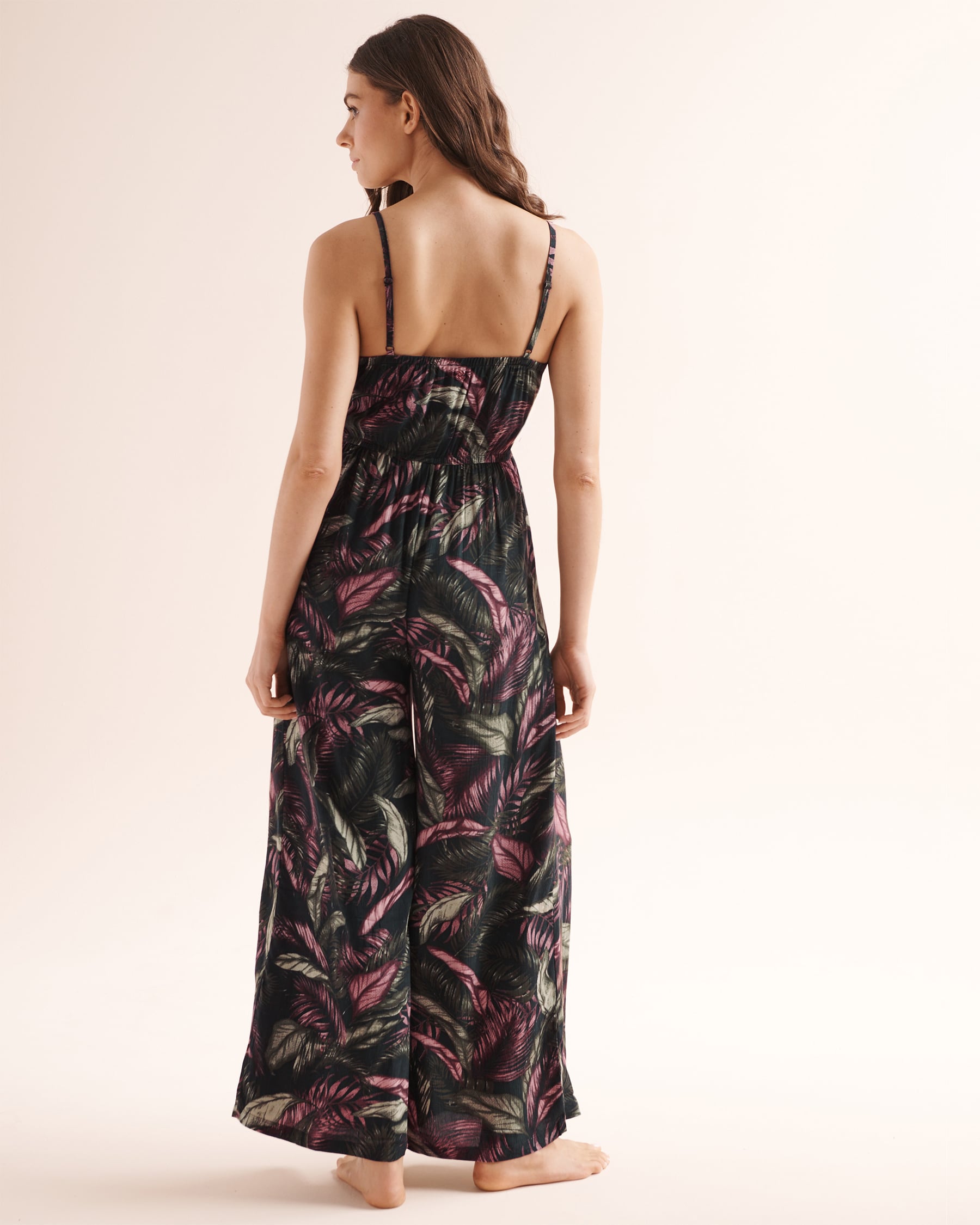 TURQUOISE COUTURE Foliage Print Jumpsuit Black, green and beige 02300209 - View2