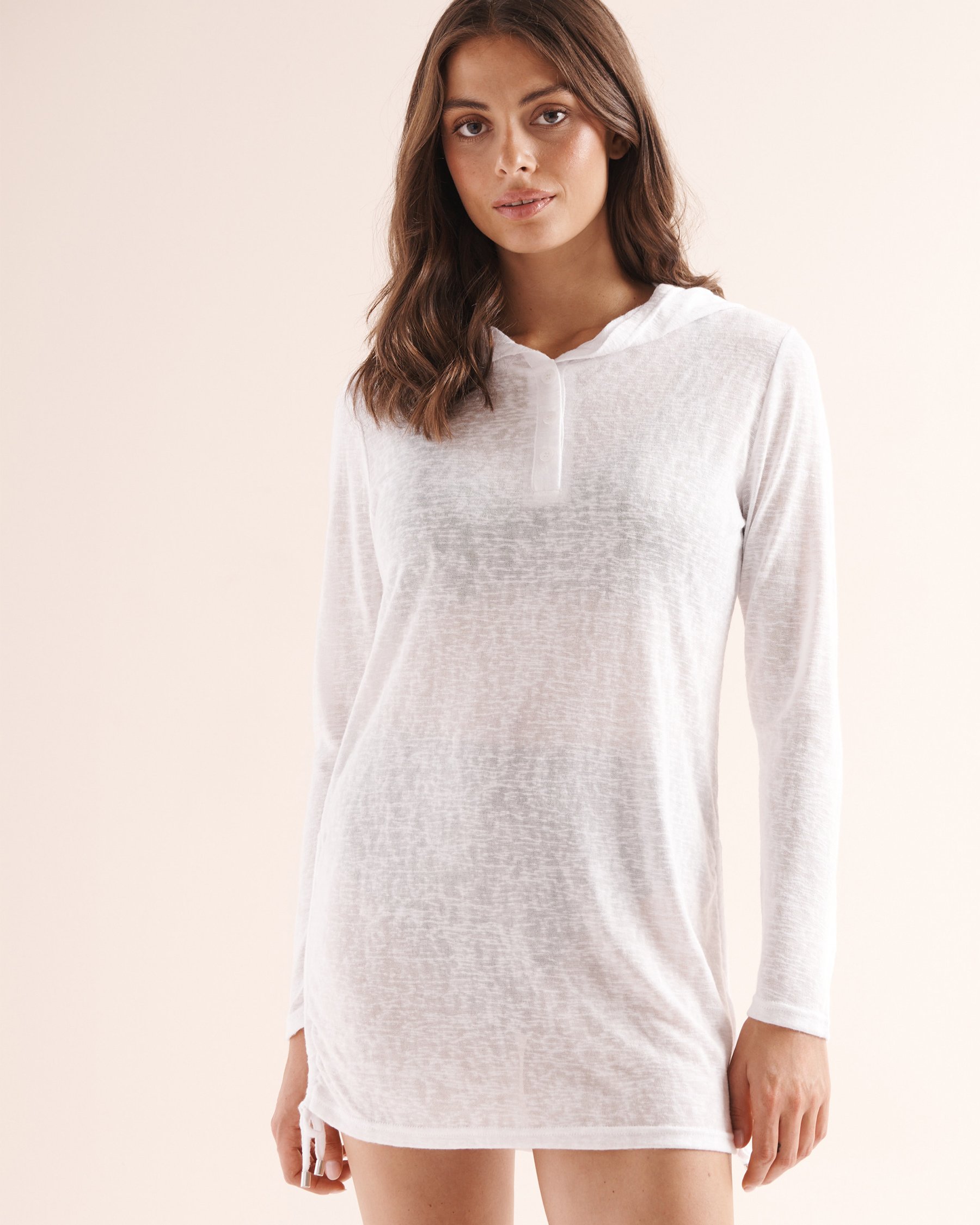 EAU DE SEA Hooded Slub Knit Tunic White 02400072 - View1