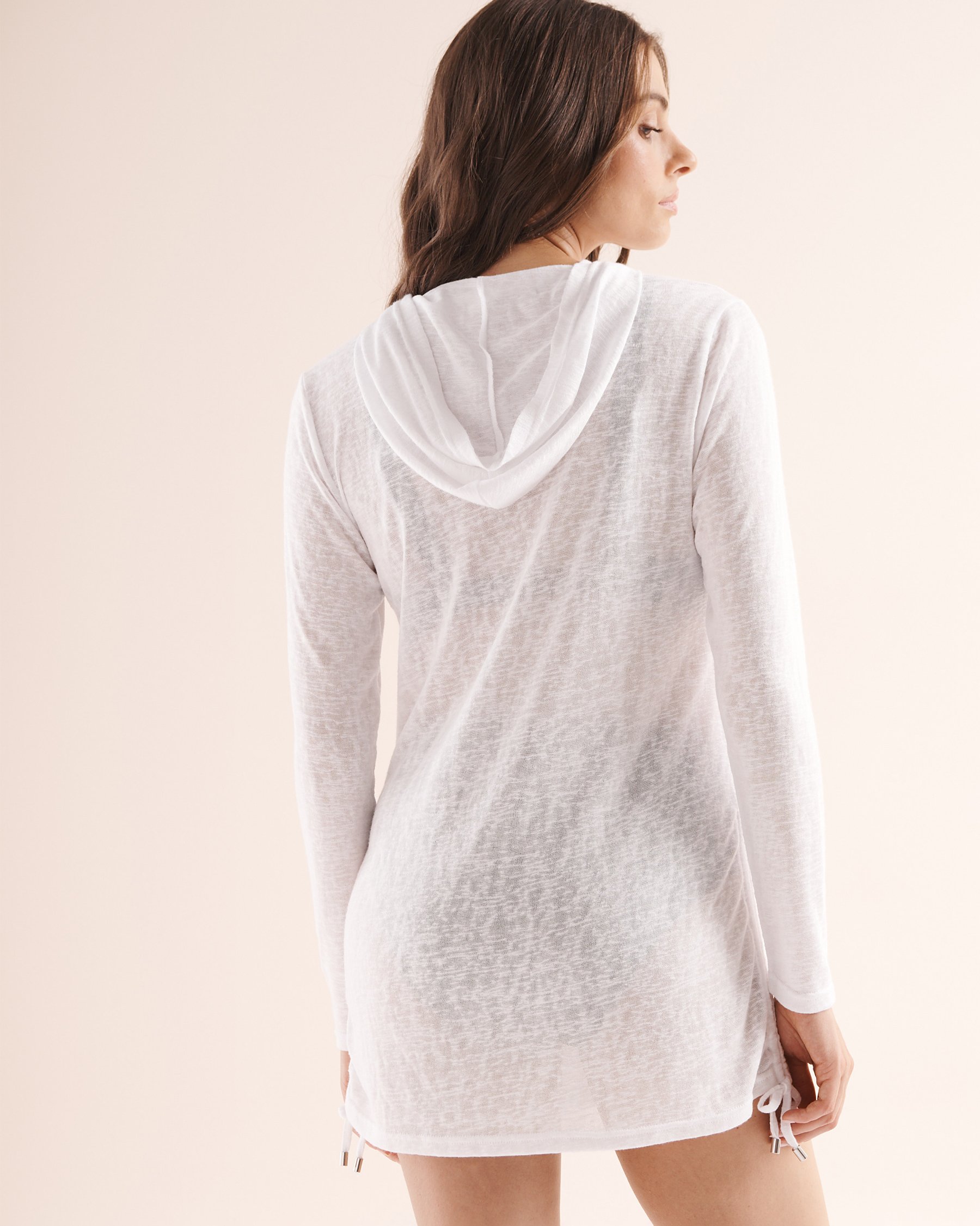 EAU DE SEA Hooded Slub Knit Tunic White 02400072 - View2