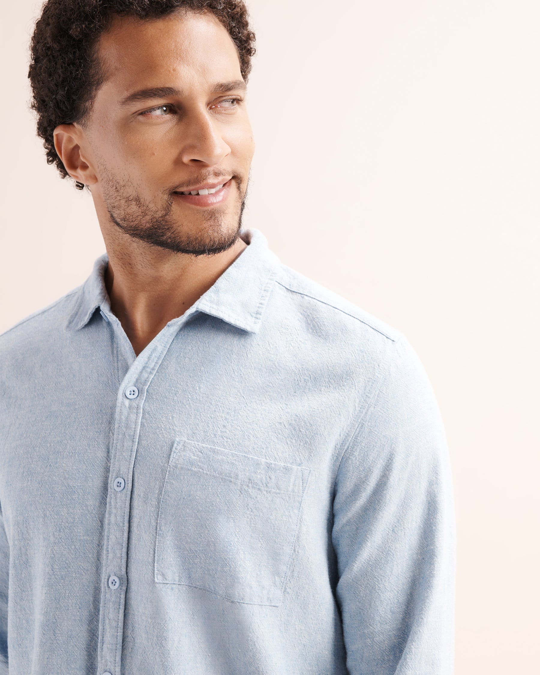 OFF THE BEACH Linen Blend Long Sleeves Shirt Chambray Blue 04100075 - View5