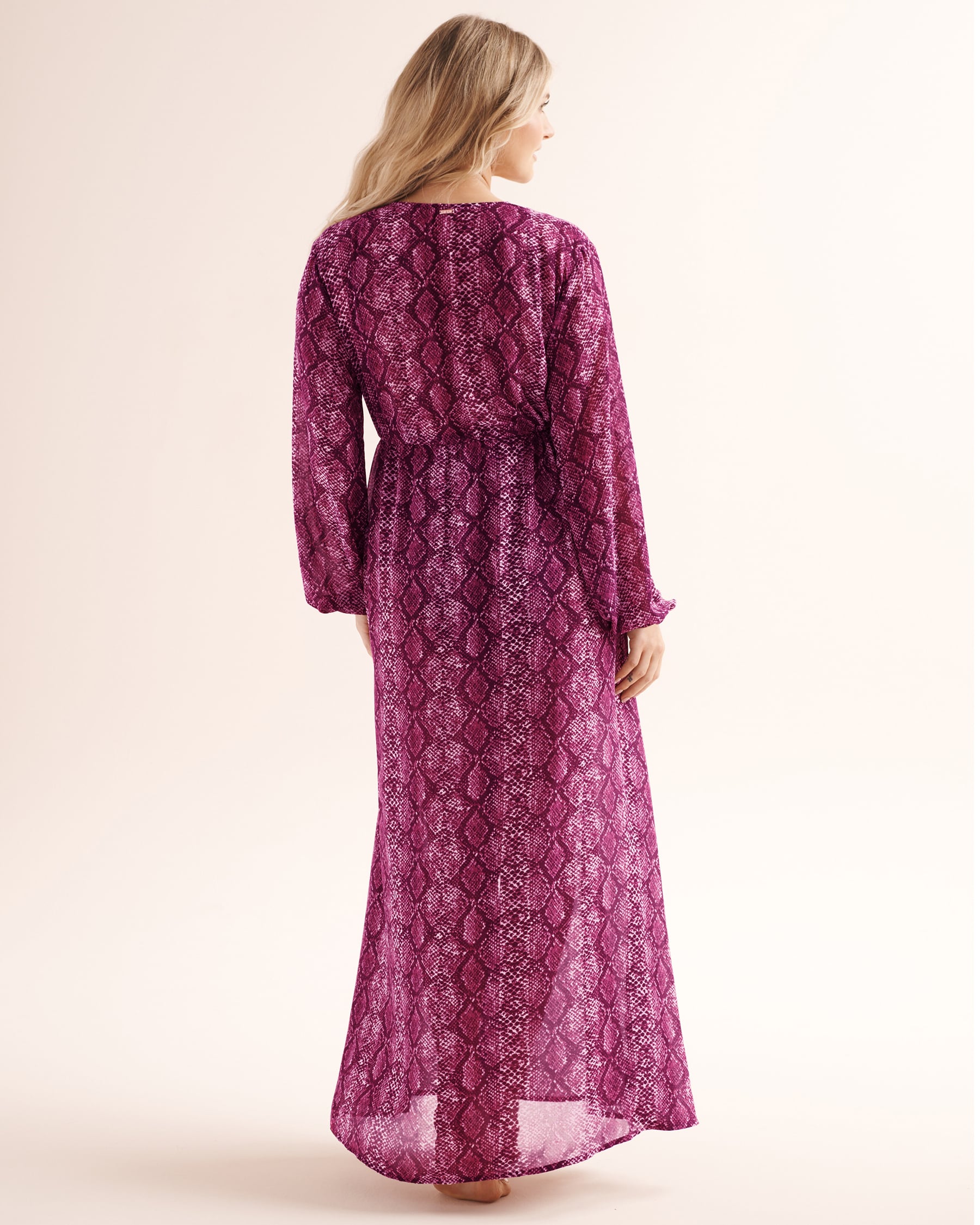 SANTEMARE Kimono maxi à imprimé serpent Violet 02400070 - View8