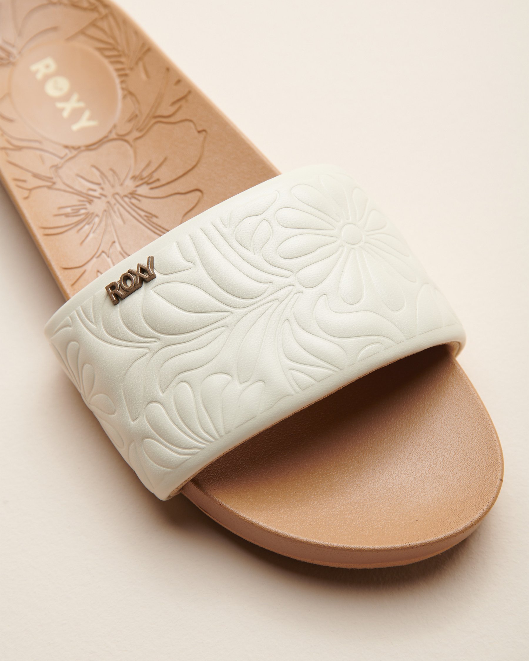 ROXY Nani Slide Floral Textured Strap Beige and white 14400715 - View4