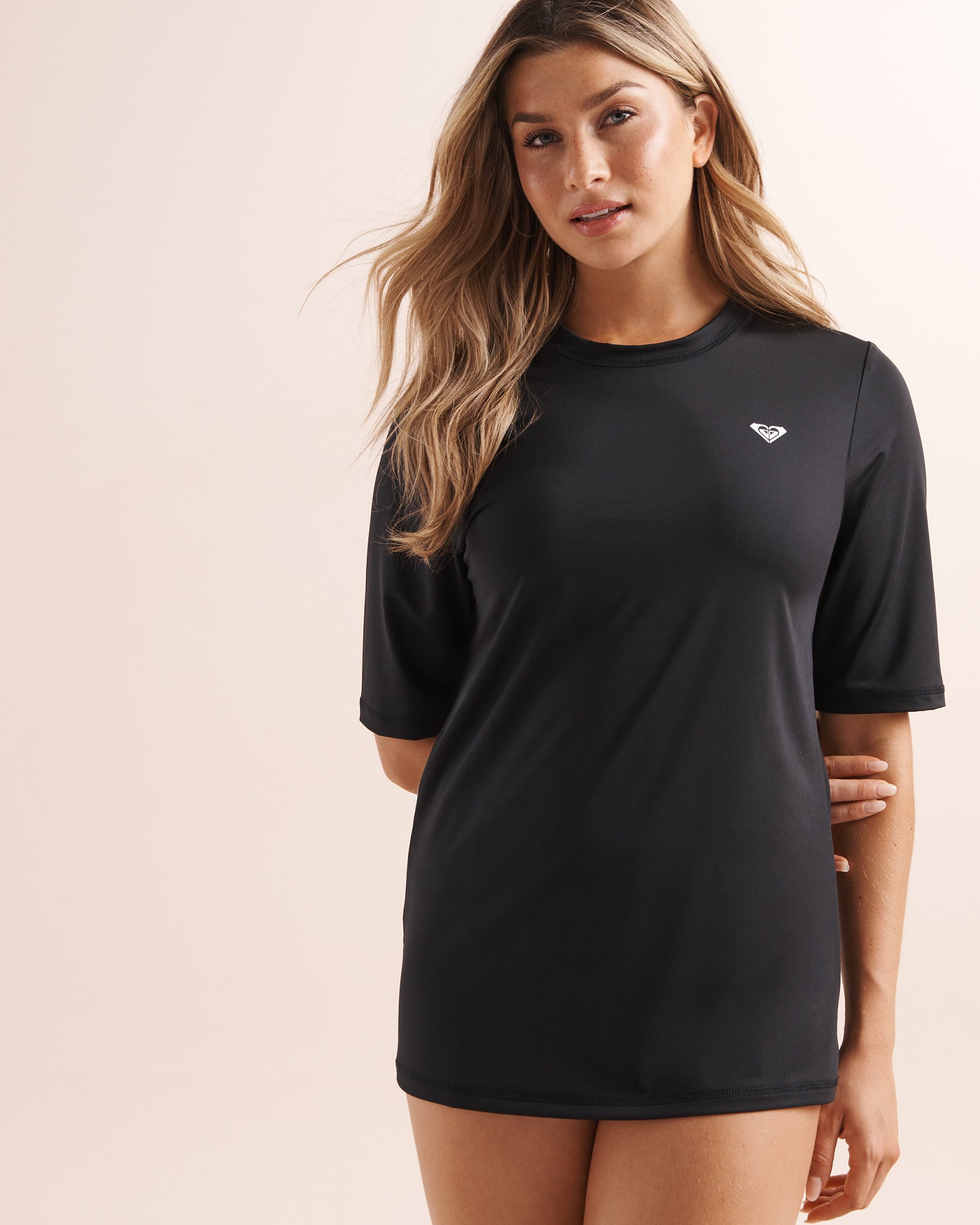 ROXY New Enjoy Waves Short Sleeve Lycra Rashguard Black ERJWR03702 - View1