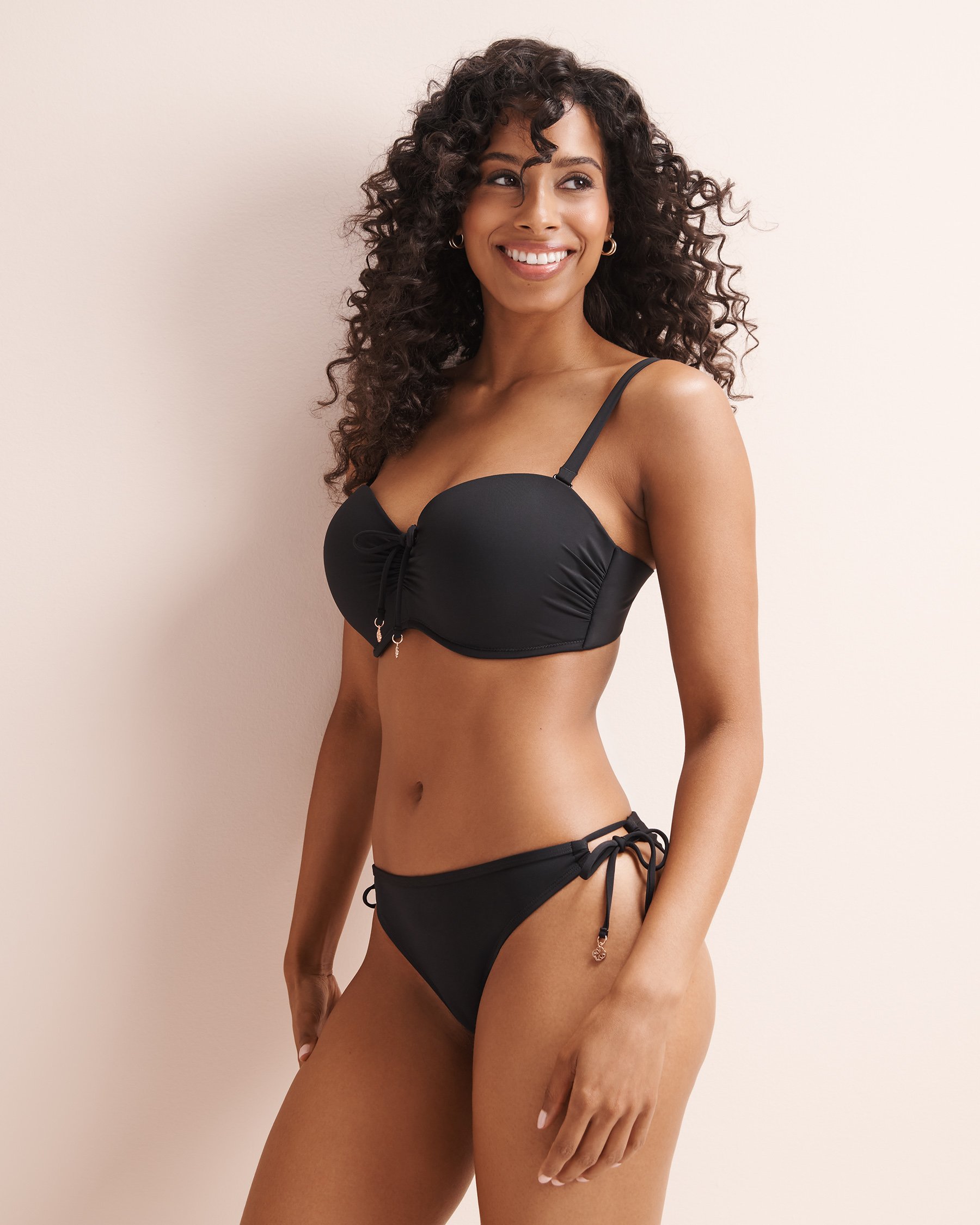 TURQUOISE COUTURE Side Tie Low-Rise Bikini Bottom Black 01300660 - View1