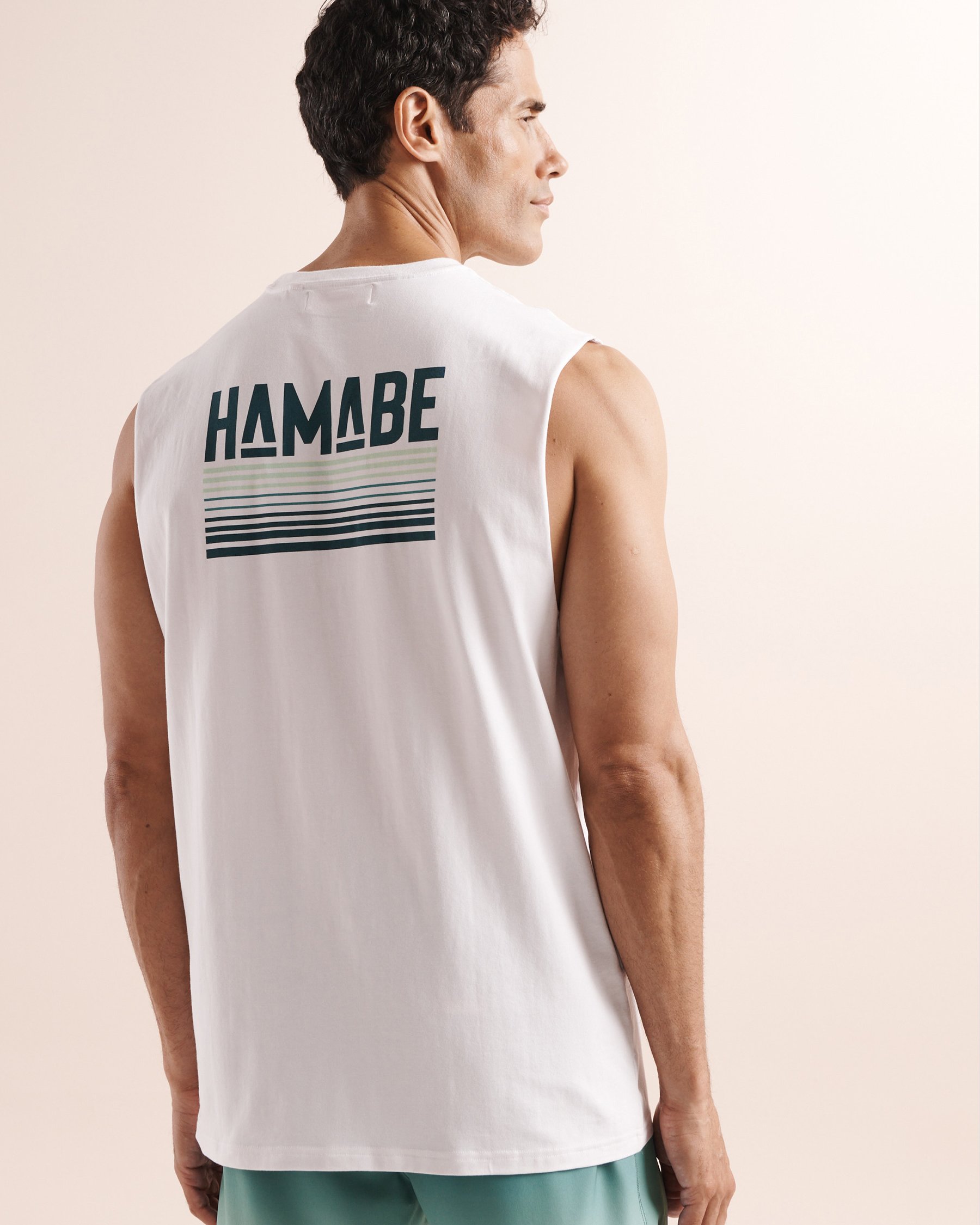 HAMABE Signature Print Muscle Tank Top White and blue 04100080 - View4