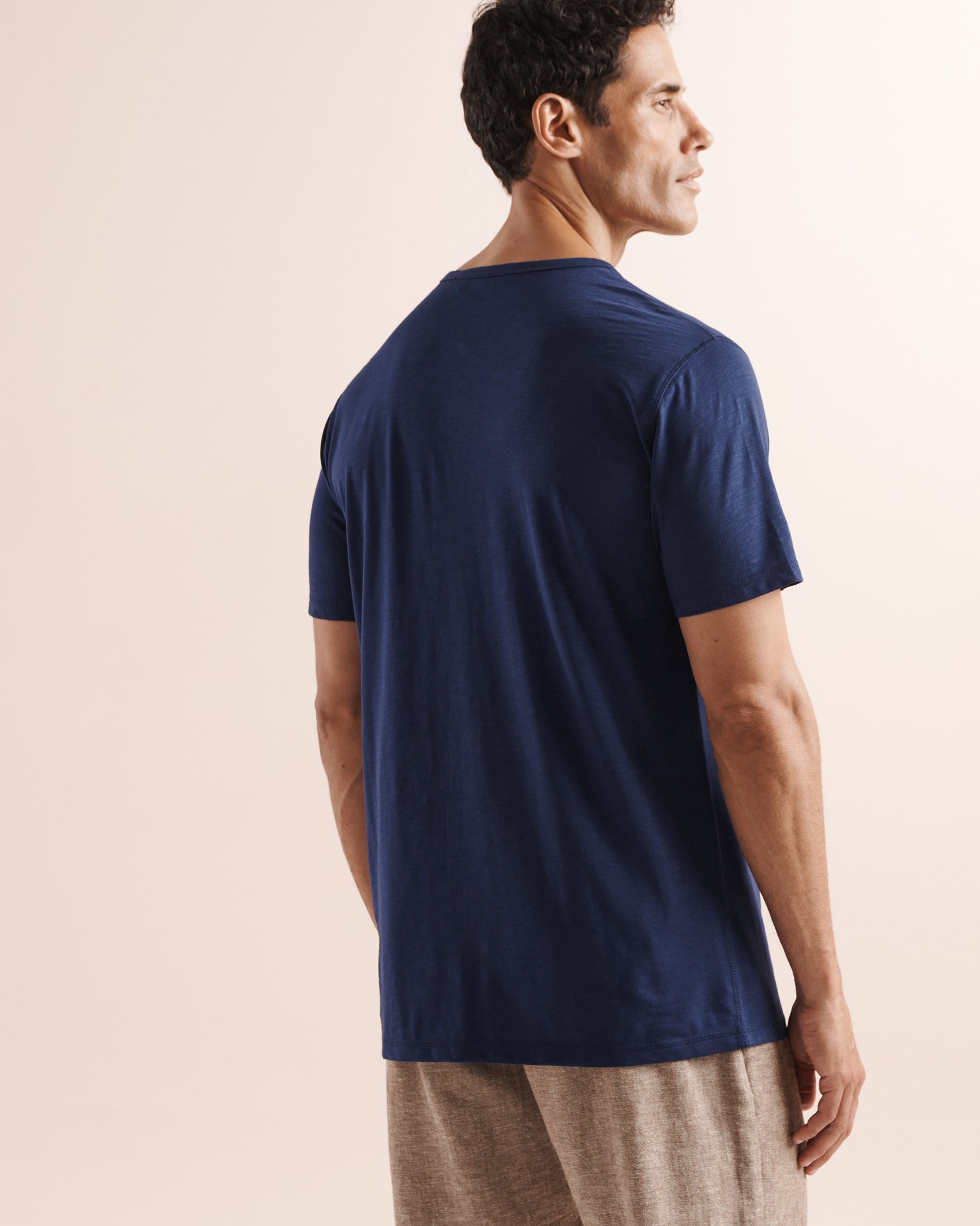 OFF THE BEACH Slub Henley T-Shirt Blue 04100076 - View2