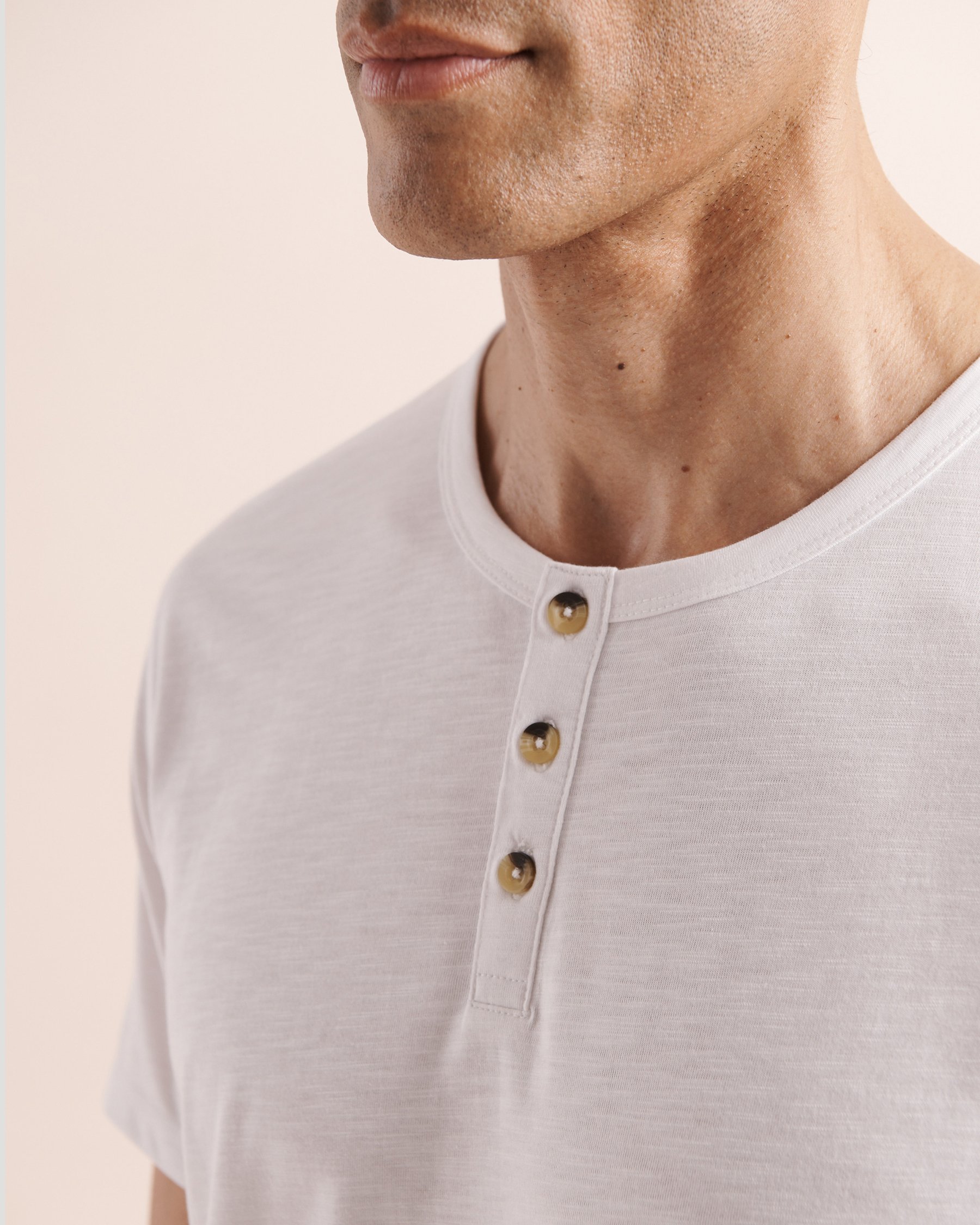 OFF THE BEACH Slub Henley T-Shirt White 04100076 - View3