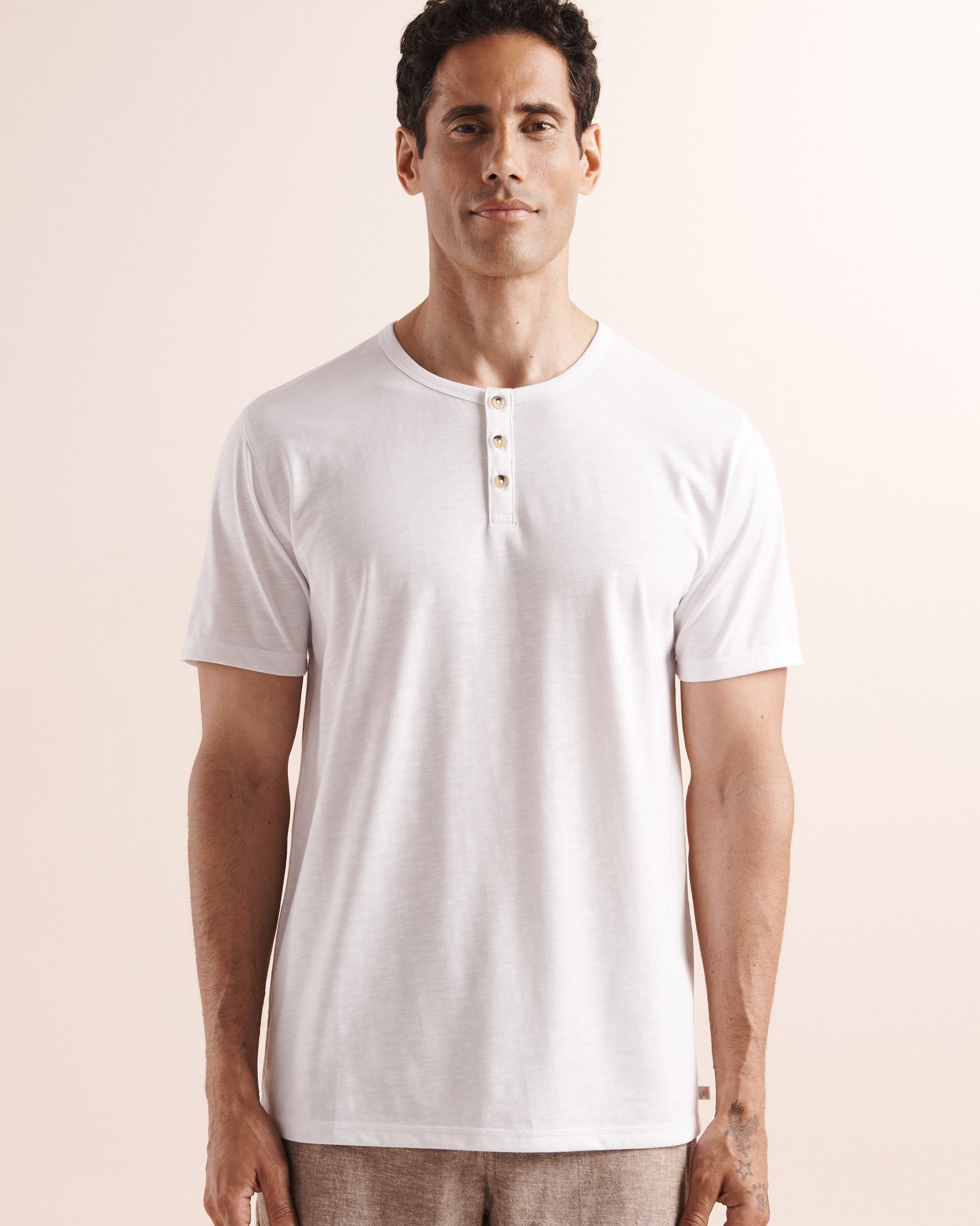 OFF THE BEACH Slub Henley T-Shirt White 04100076 - View4