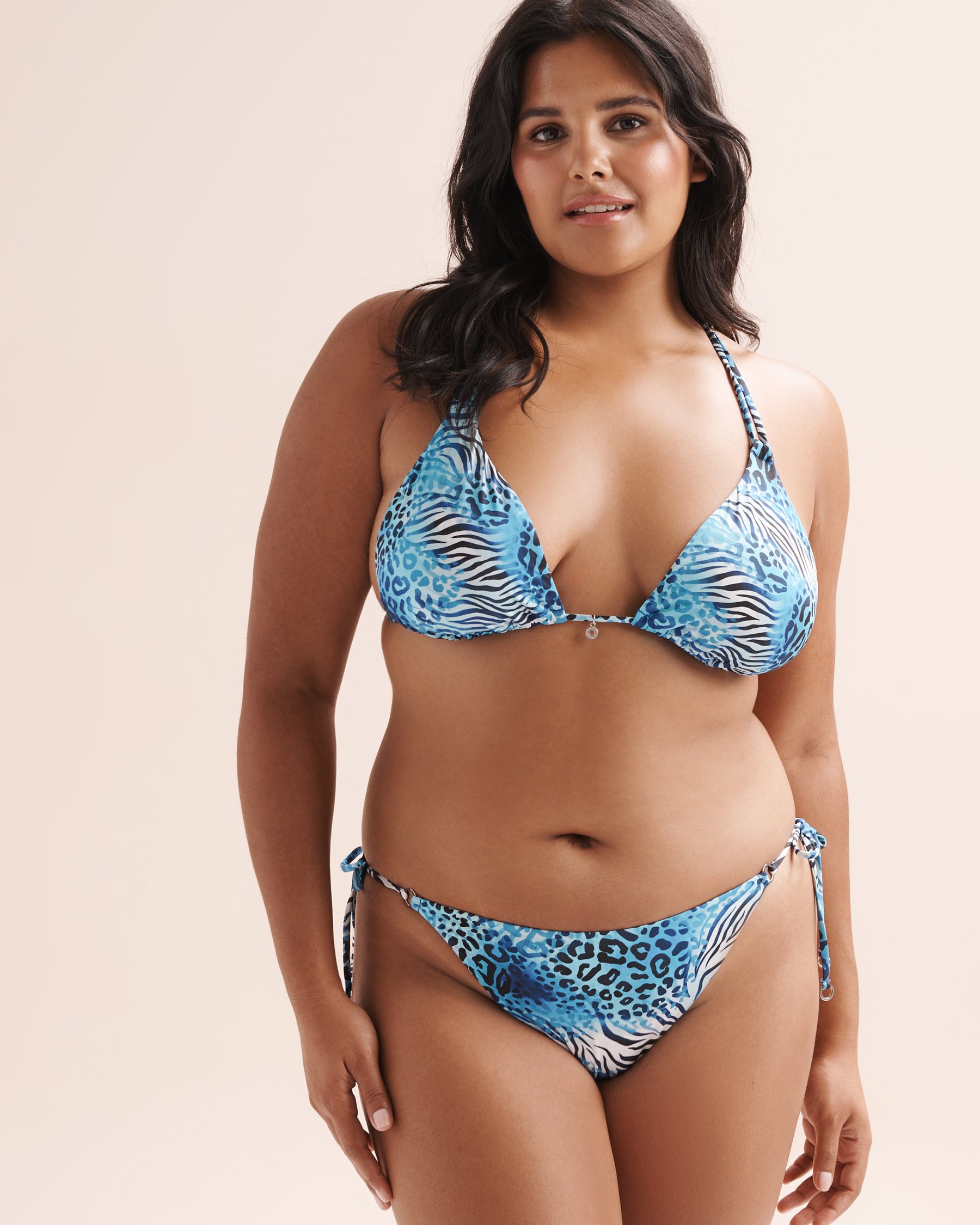 SEATONIC Leopard Zebra Triangle Bikini Top Blue, black, white/zebra leopard 01100632 - View3