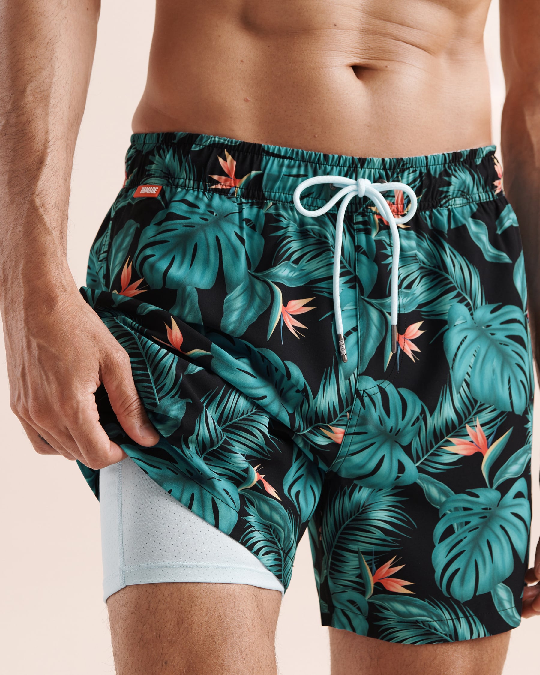 HAMABE Tropical Print  5'' Volley Swimsuit With Compression Liner Black, blue and red 03100093 - View8
