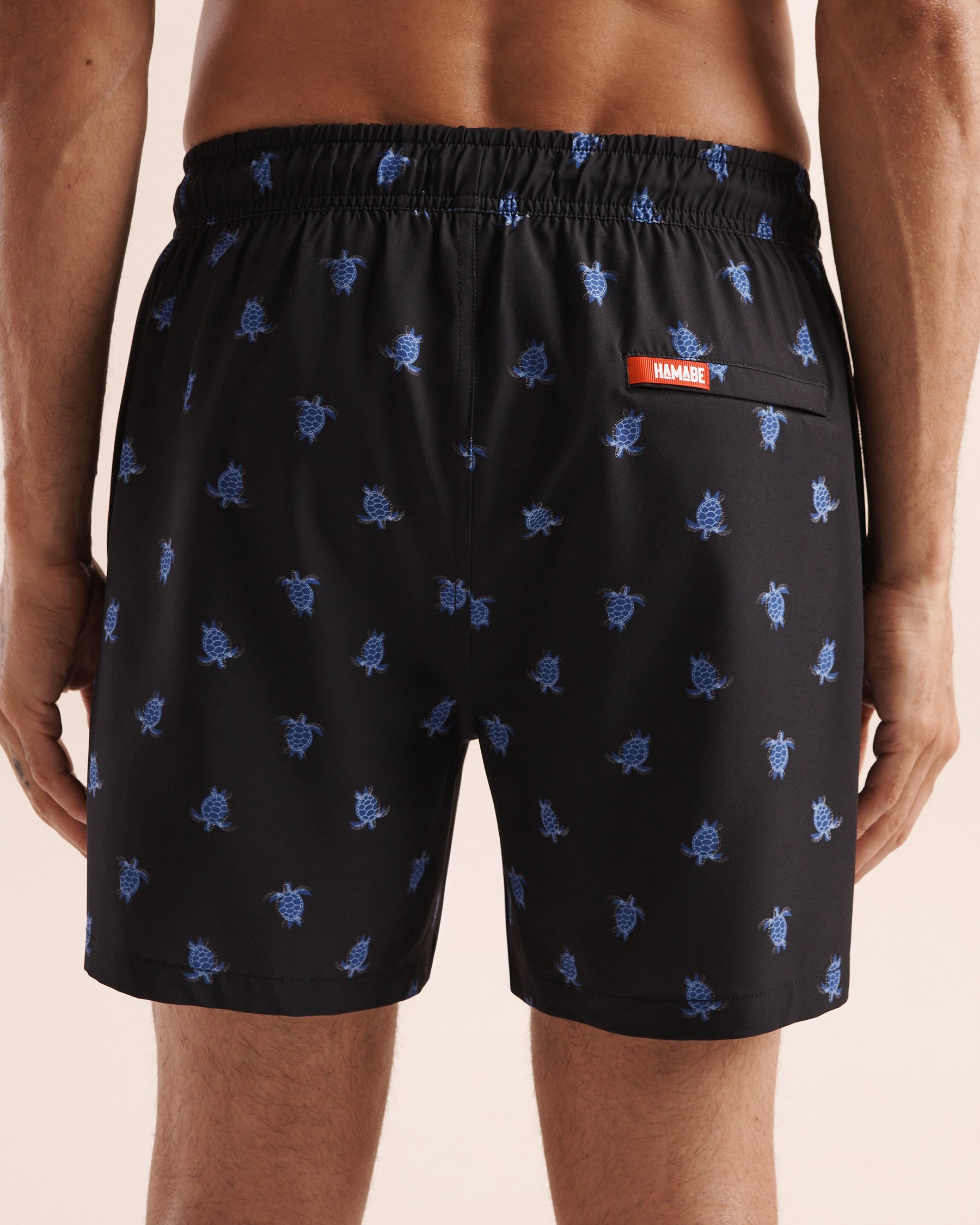 HAMABE Turtle Print  5'' Volley Swimsuit With Compression Liner Black and blue 03100093 - View5