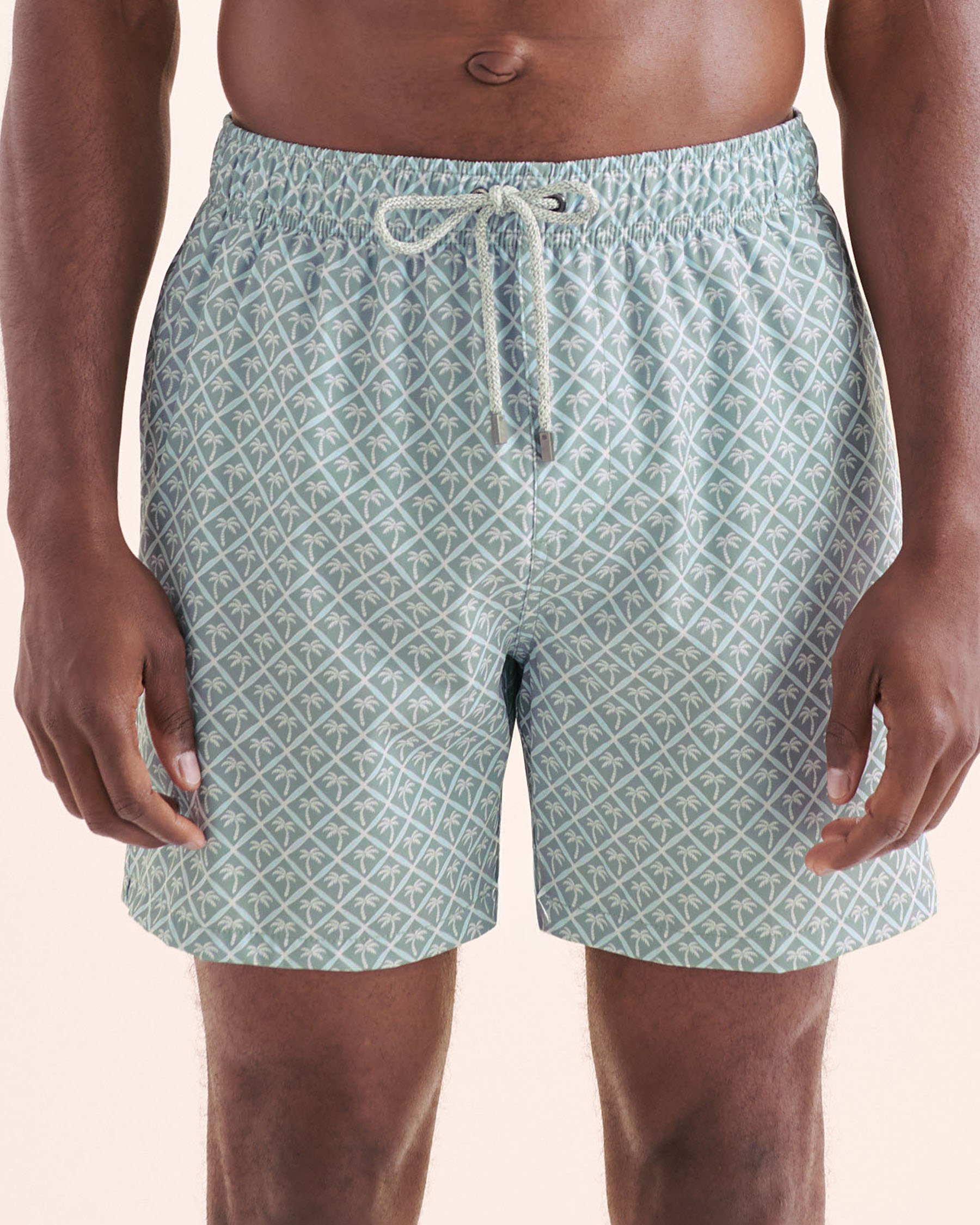 VINTAGE SUMMER Maillot volley imprimé extensible 4 directions Vert, bleu, blanc V70917BV - View1