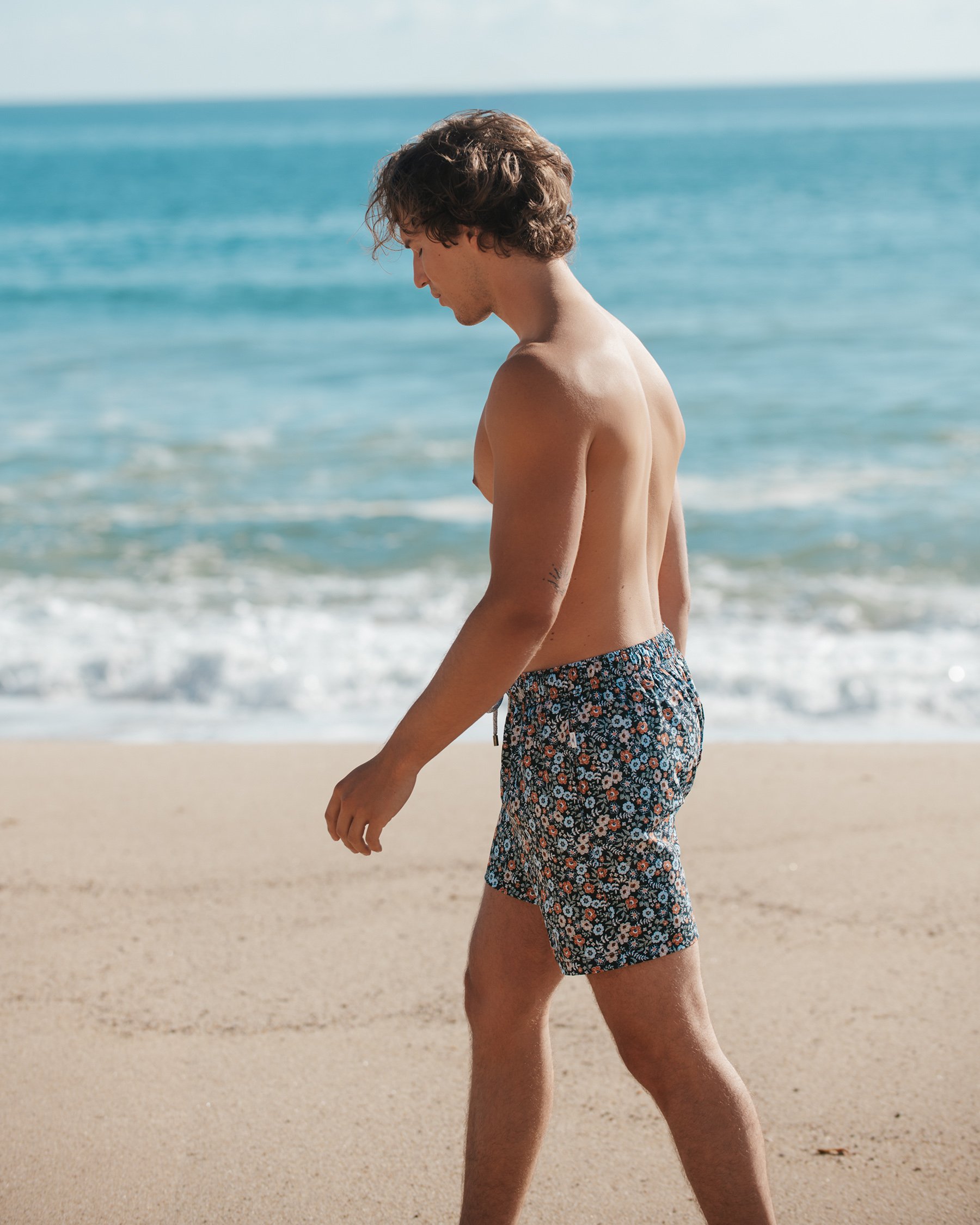 VINTAGE SUMMER Maillot volley imprimé extensible 4 directions Bleu marin V70904BV - View2