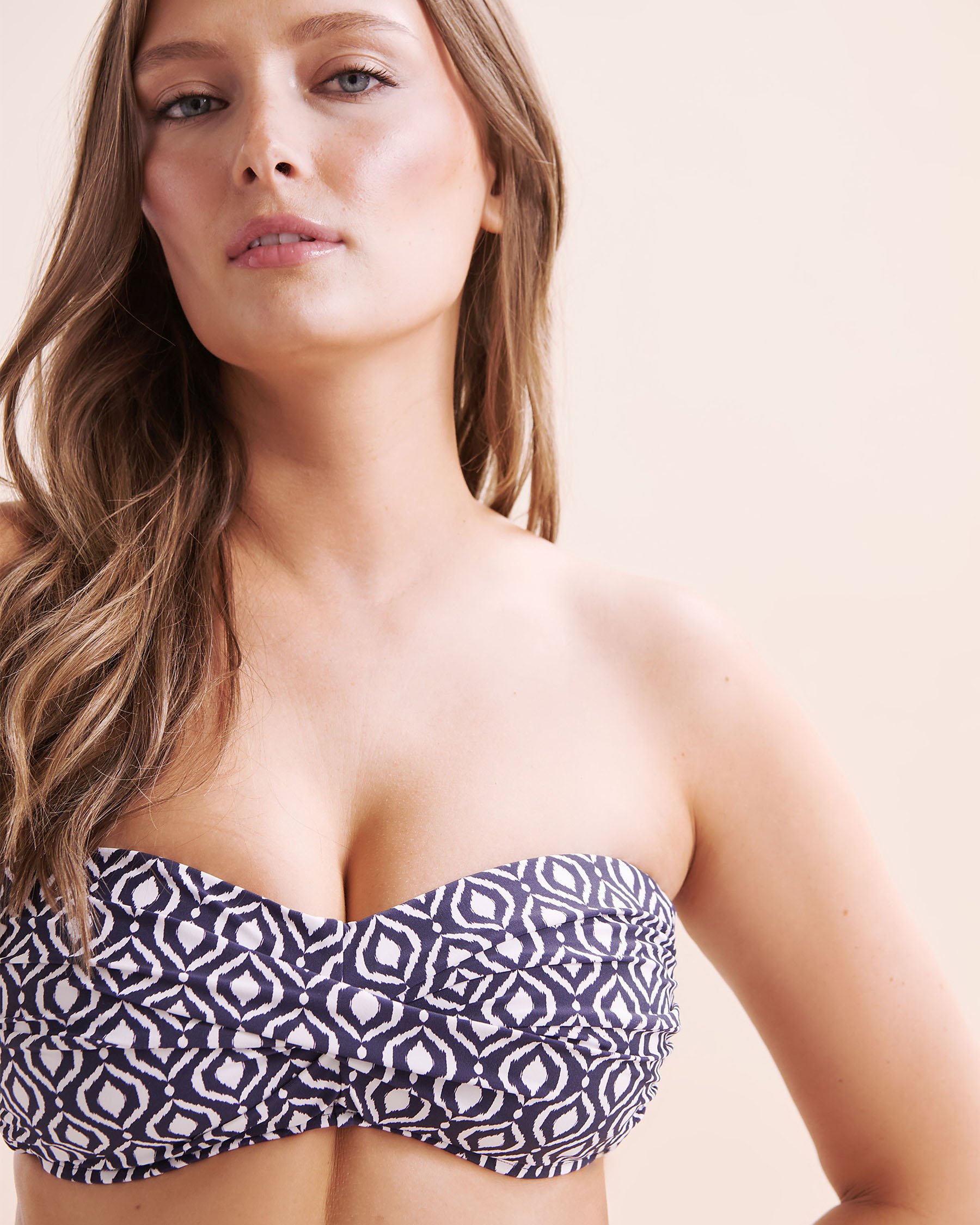 ANNE COLE Azzurra Geo Liz Bandeau Bikini Top Blue and white 26MT10198 - View1