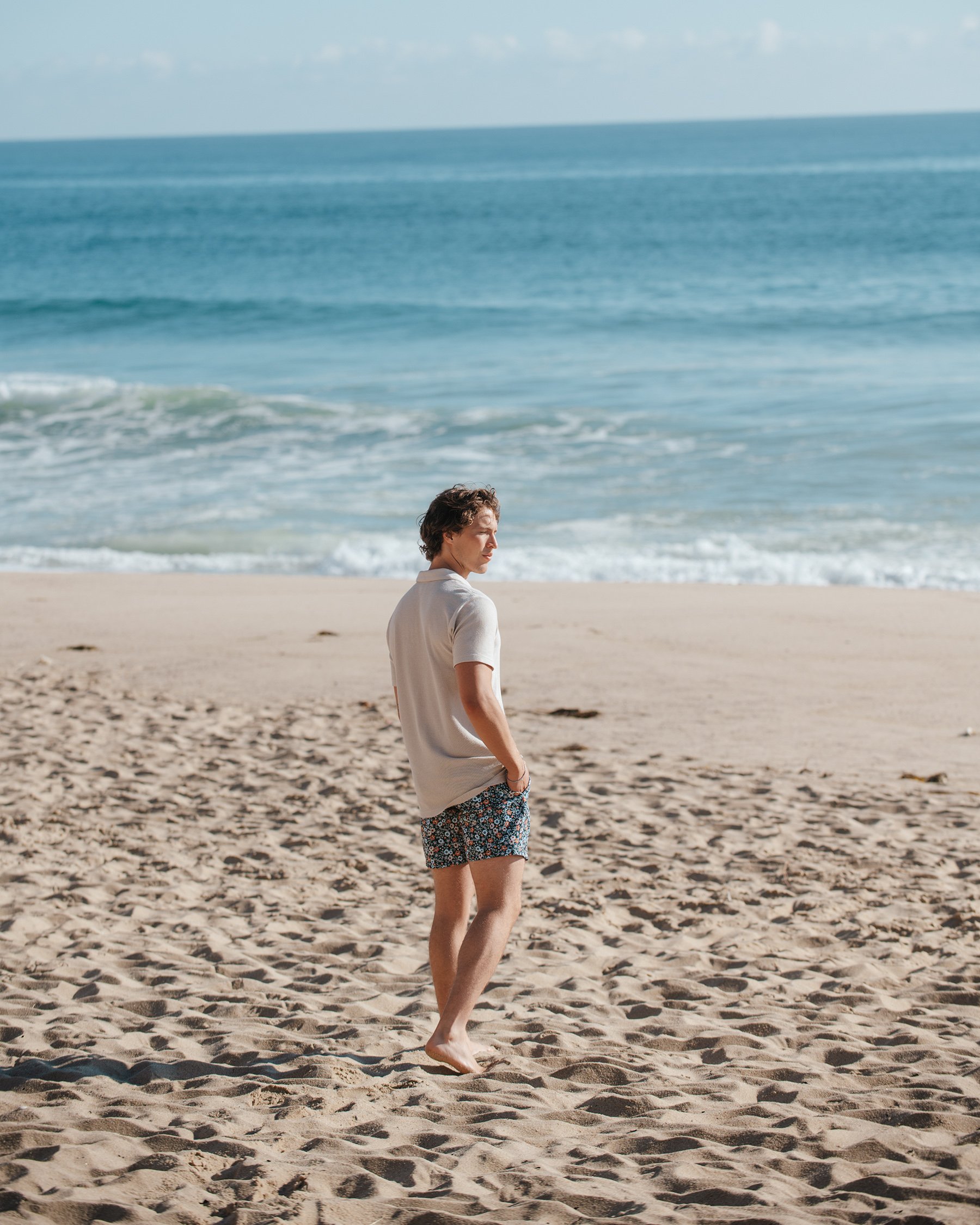 VINTAGE SUMMER Polo en piqué pour la plage Beige V83803BV - View3