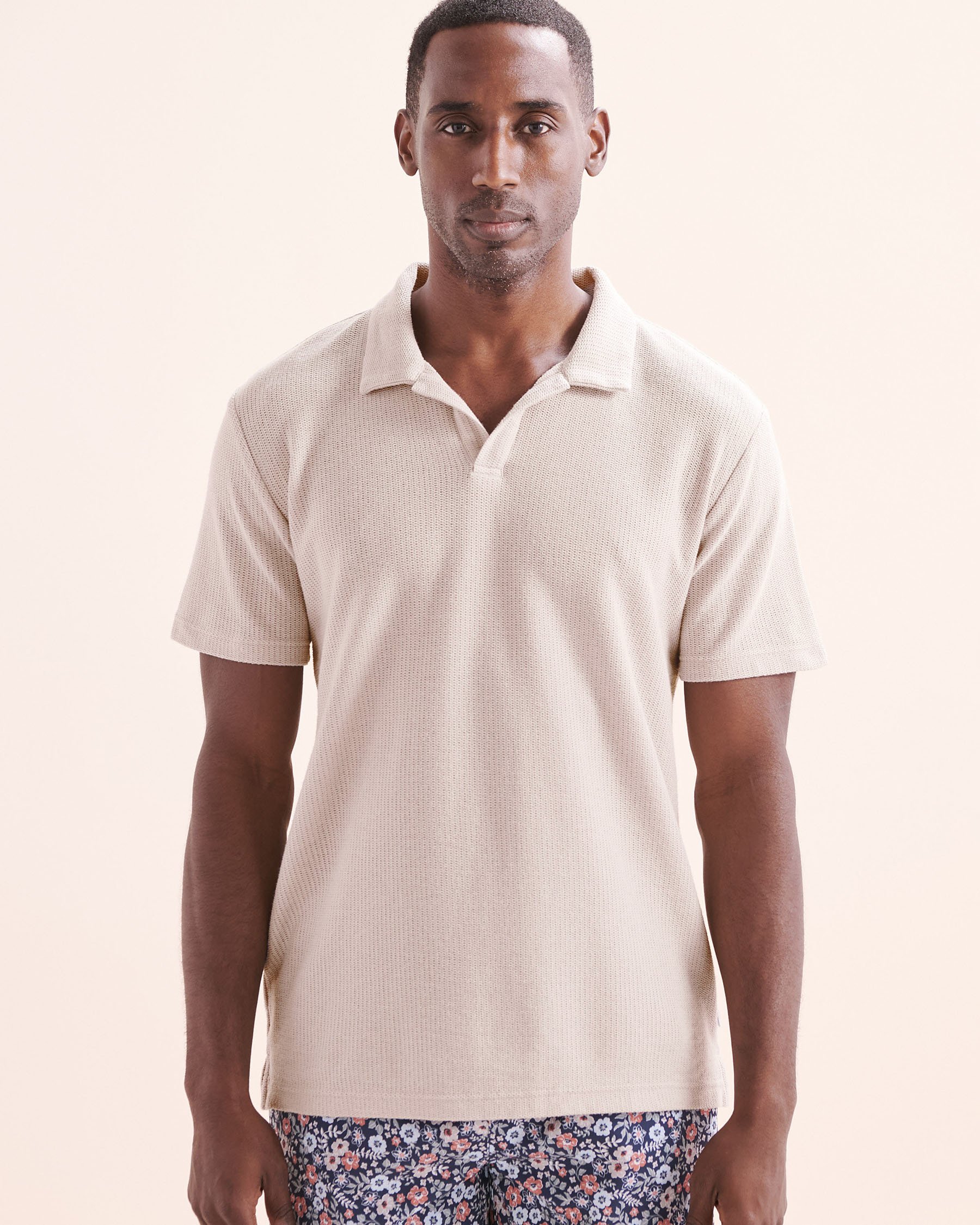 VINTAGE SUMMER Polo en piqué pour la plage Beige V83803BV - View7