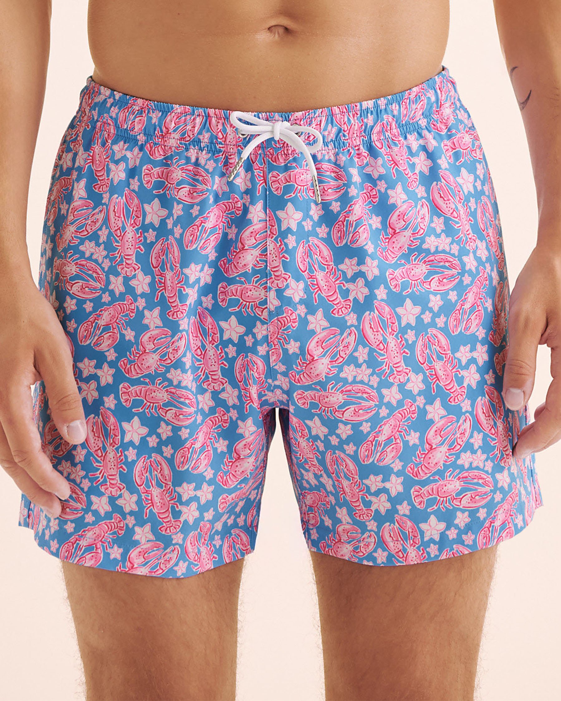 BERMIES Lobster Coralway Classic Mesh Liner Swimsuit Blue and pink LOBSCRLW-CLA - View1