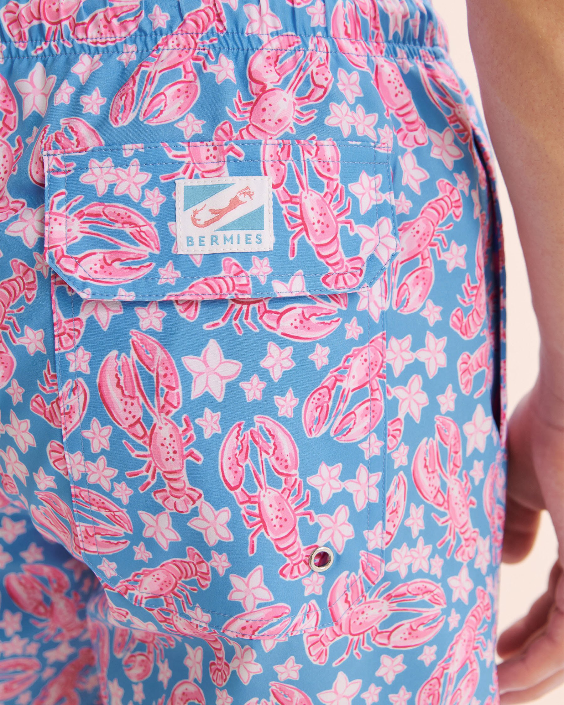 BERMIES Lobster Coralway Classic Mesh Liner Swimsuit Blue and pink LOBSCRLW-CLA - View3