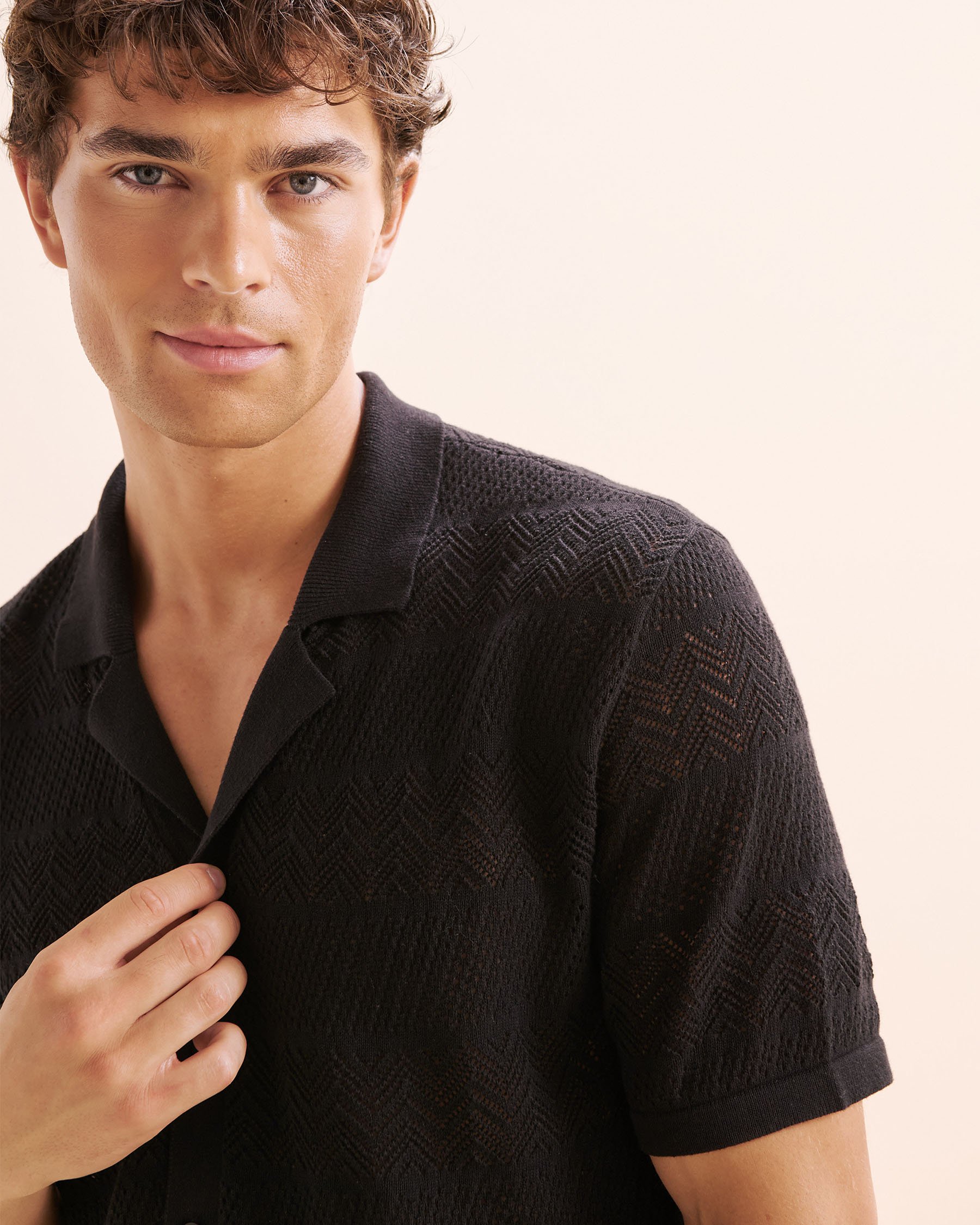 OFF THE BEACH Crochet Shirt Black 04100043 - View3