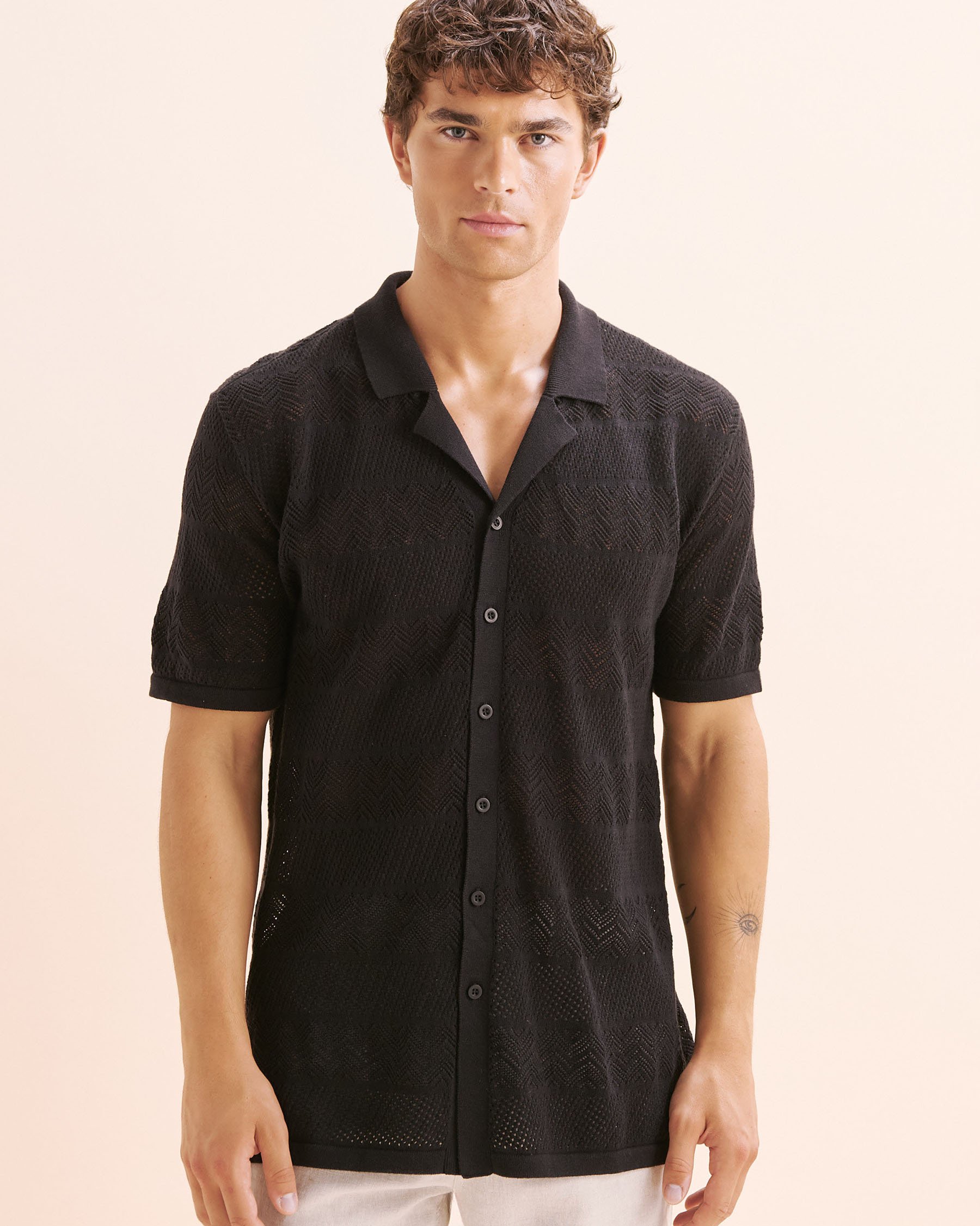 OFF THE BEACH Crochet Shirt Black 04100043 - View4