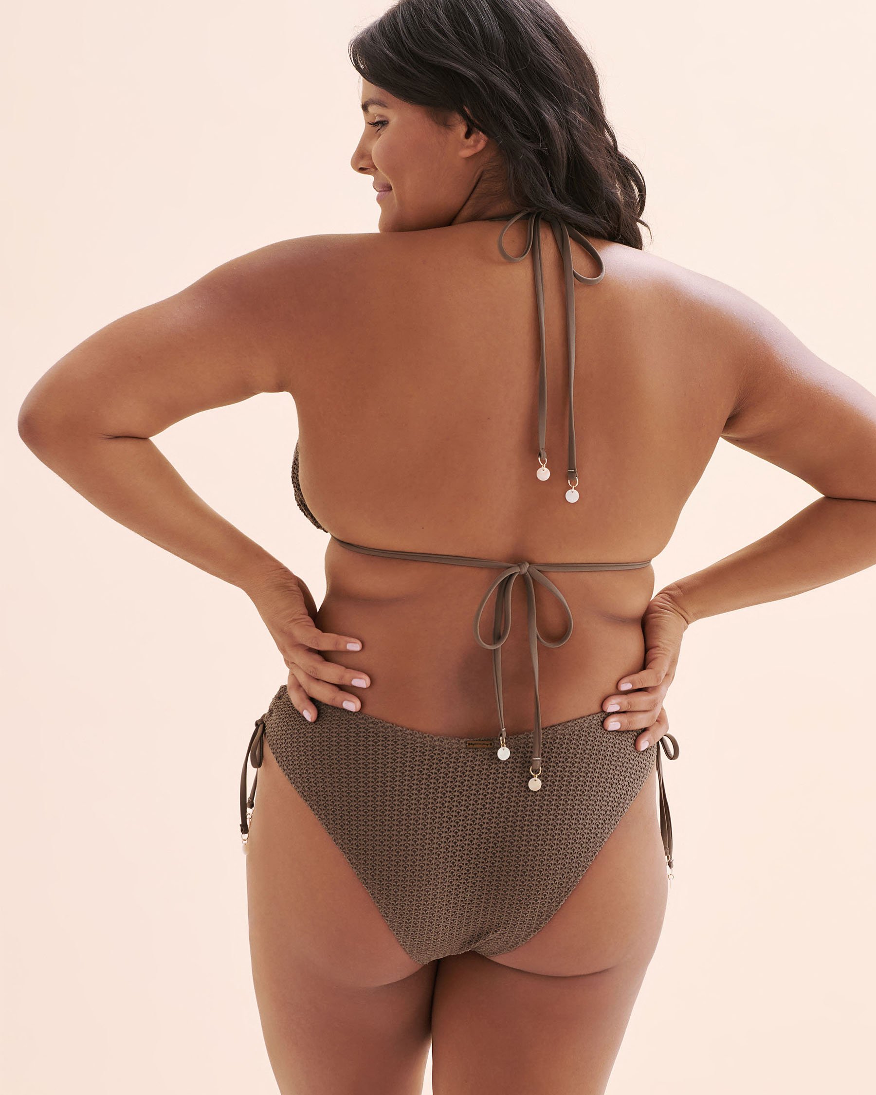 MY BIKINI STORY Crochet Triangle Bikini Top Brown Taupe 01100476 - View5