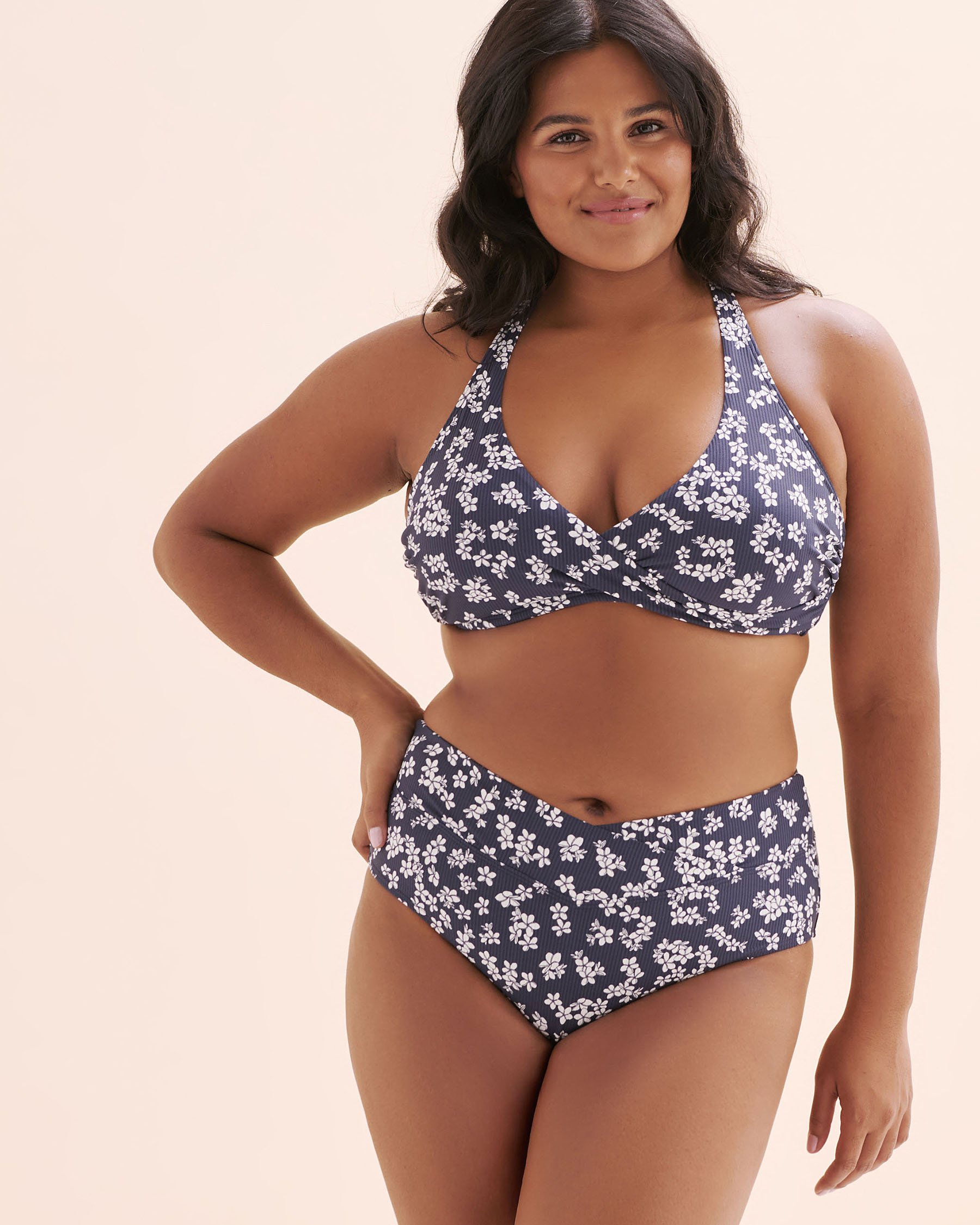 EAU DE SEA Haut de bikini bralette côtelé cache-coeur Bleu et blanc 01100472 - Voir9