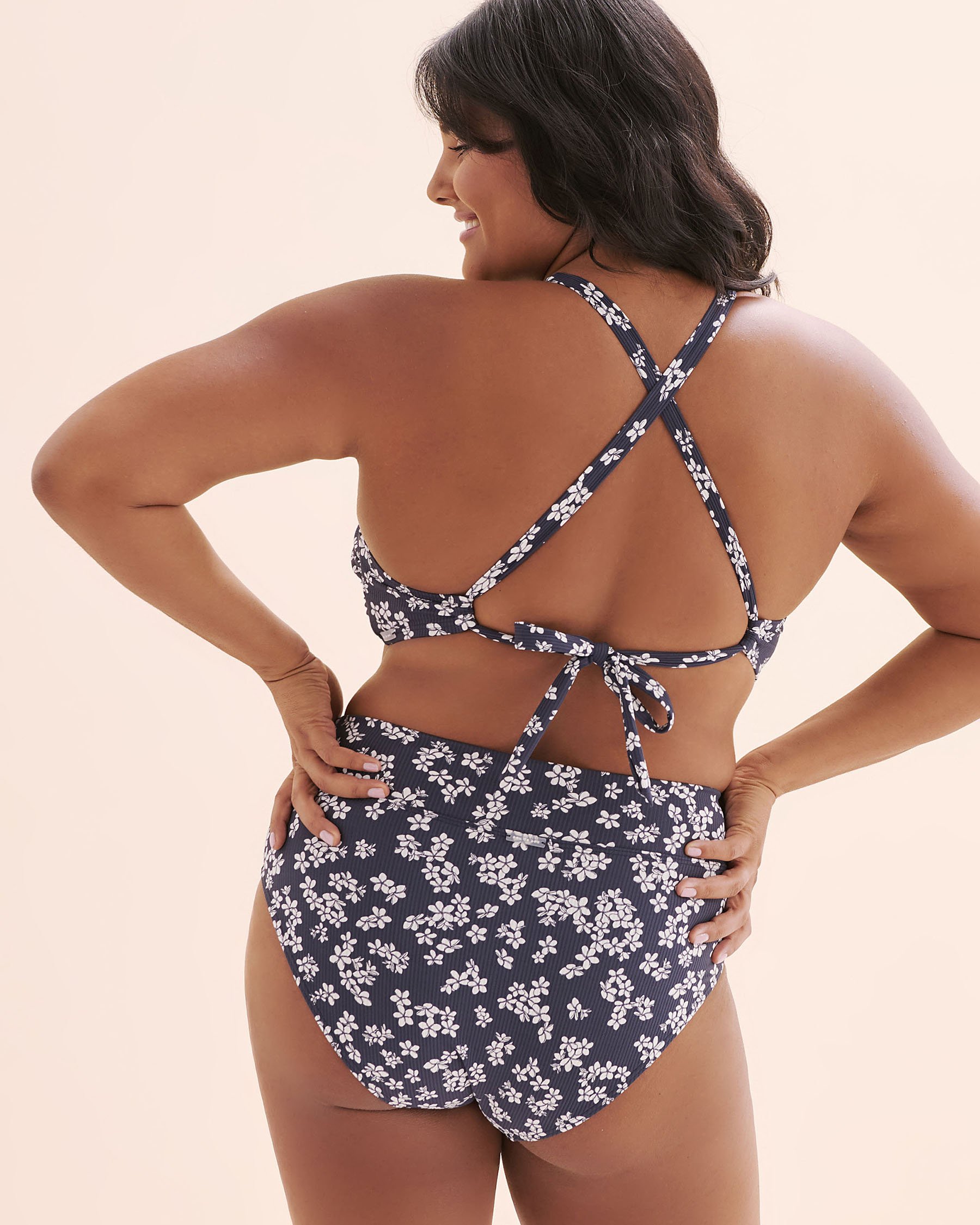 EAU DE SEA Haut de bikini bralette côtelé cache-coeur Bleu et blanc 01100472 - Voir10