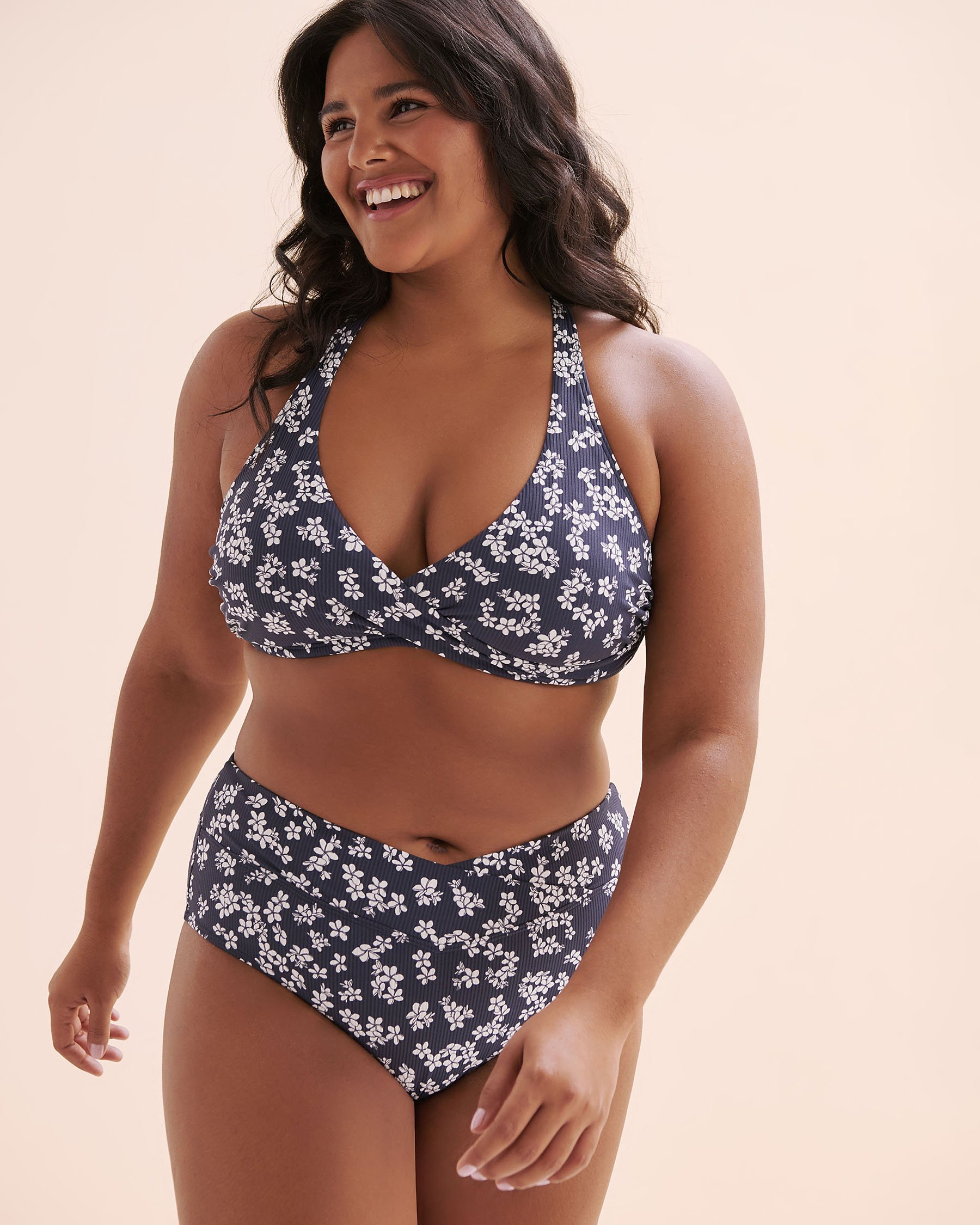 EAU DE SEA Haut de bikini bralette côtelé cache-coeur Bleu et blanc 01100472 - Voir11