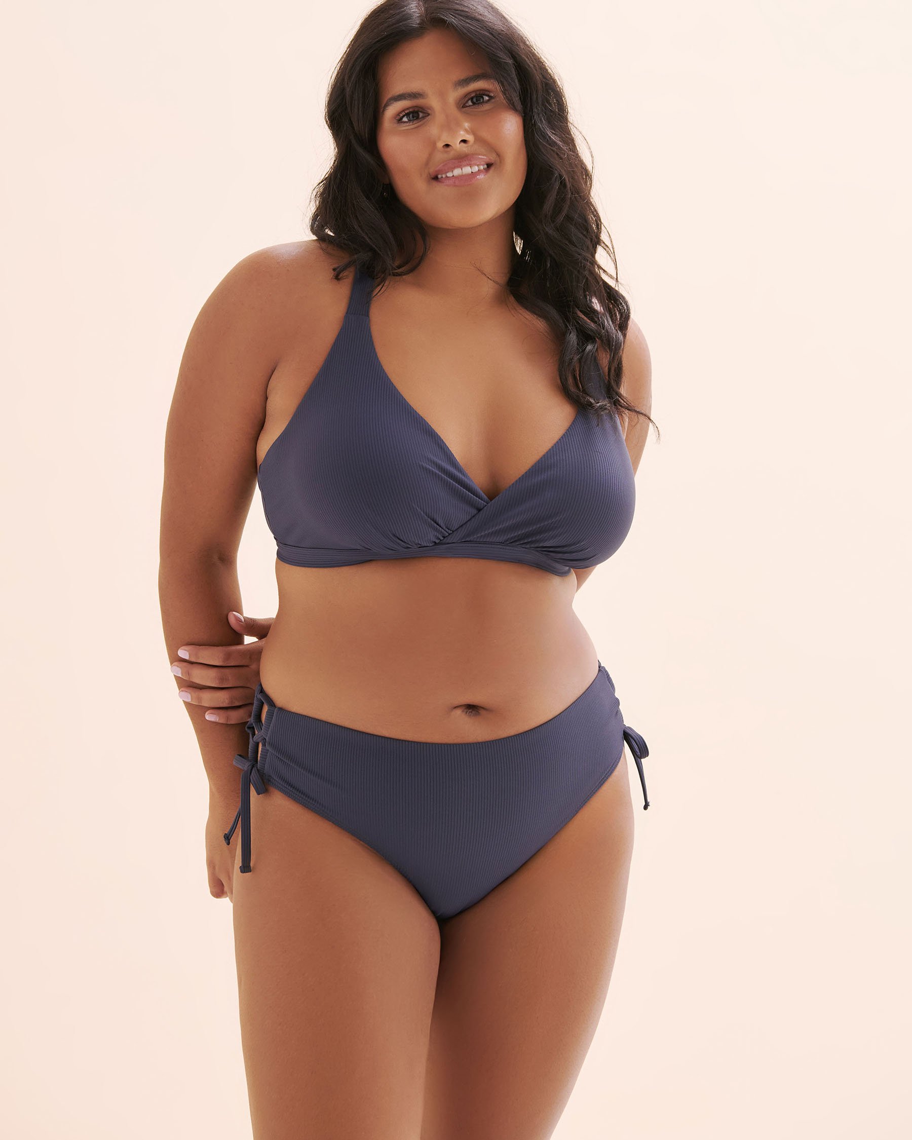 EAU DE SEA Haut de bikini bralette croisée côtelé Bleu indigo profond 01100473 - Voir4