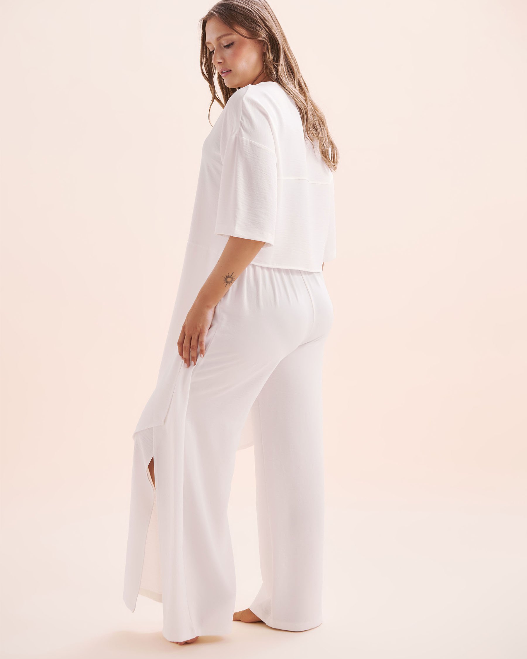 EVERYDAY SUNDAY Short Sleeves Front Tie Cover Up Shirt White ESBEAW05868 - View5