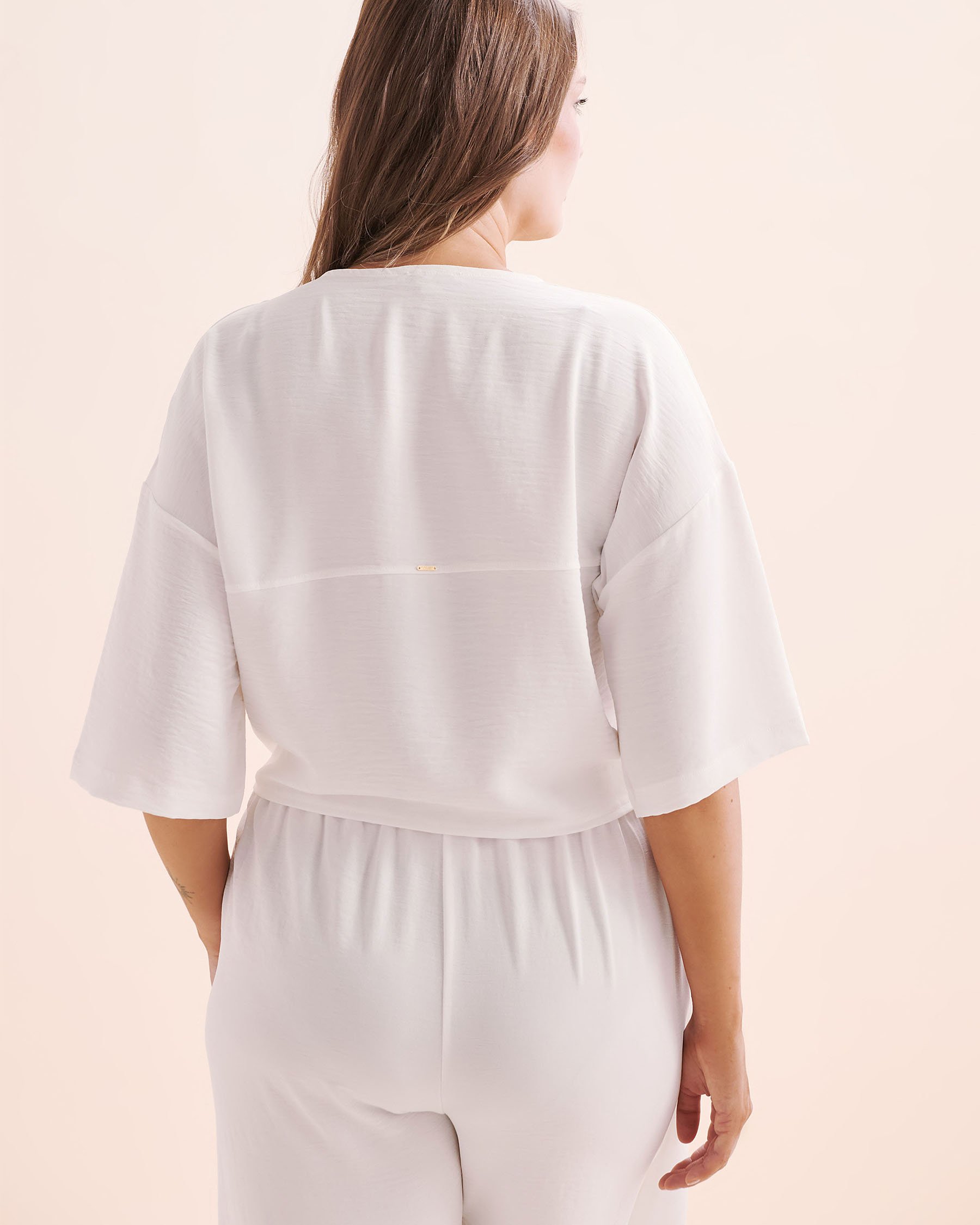 EVERYDAY SUNDAY Short Sleeves Front Tie Cover Up Shirt White ESBEAW05868 - View6