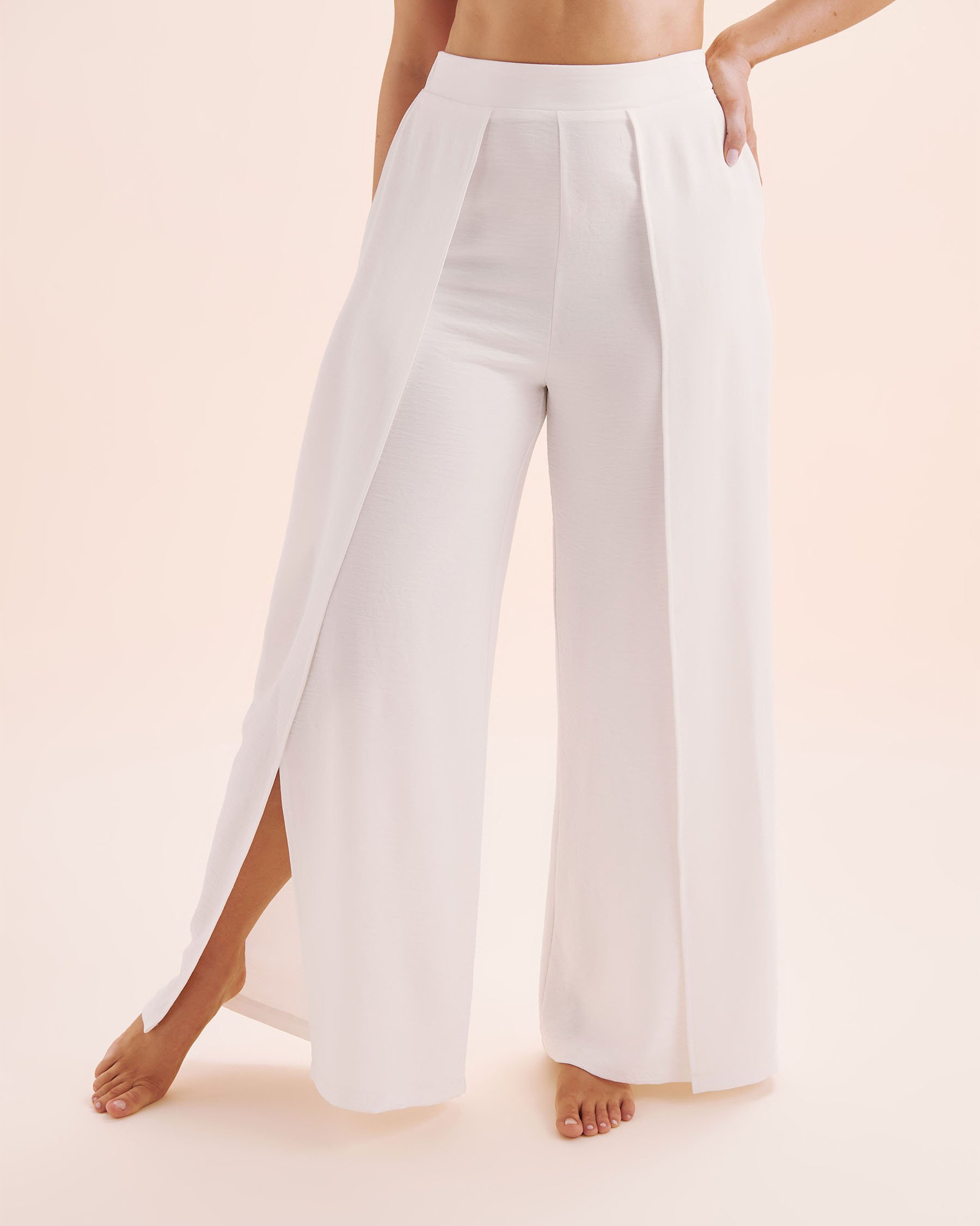 EVERYDAY SUNDAY Wide Leg Cover Up Pants White ESBEAW05869 - View2