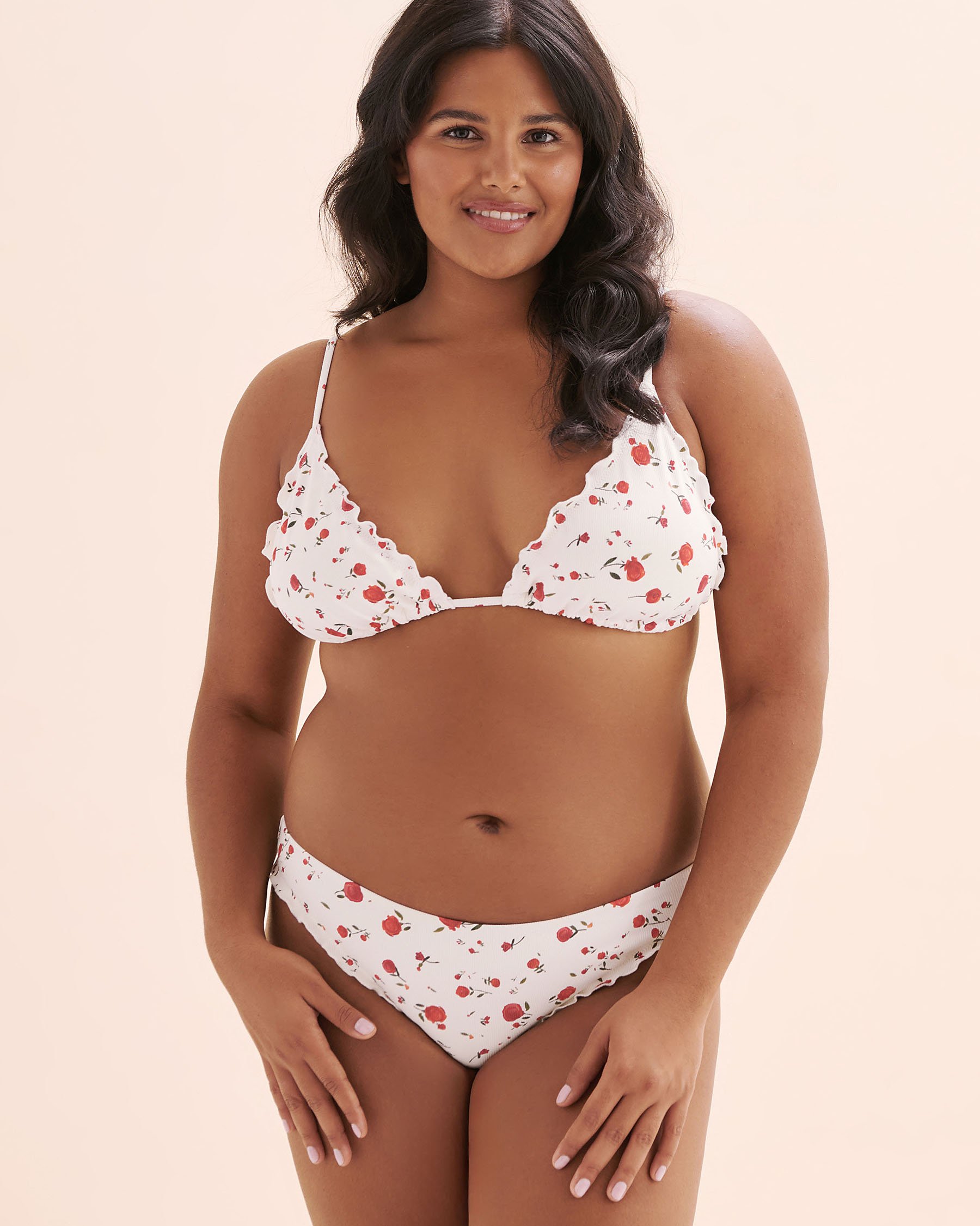 EVERYDAY SUNDAY Rosy Bliss Frill Edge Triangle Bikini Top White, red, green ESBEAW05719 - View7