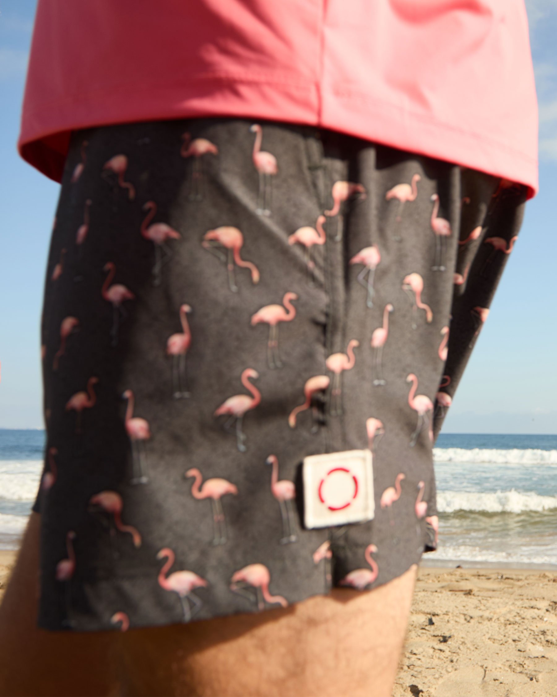 PUBLIC BEACH Flamingo Vibes Volley Swimsuit Grey and pink PB8613BIK - View2