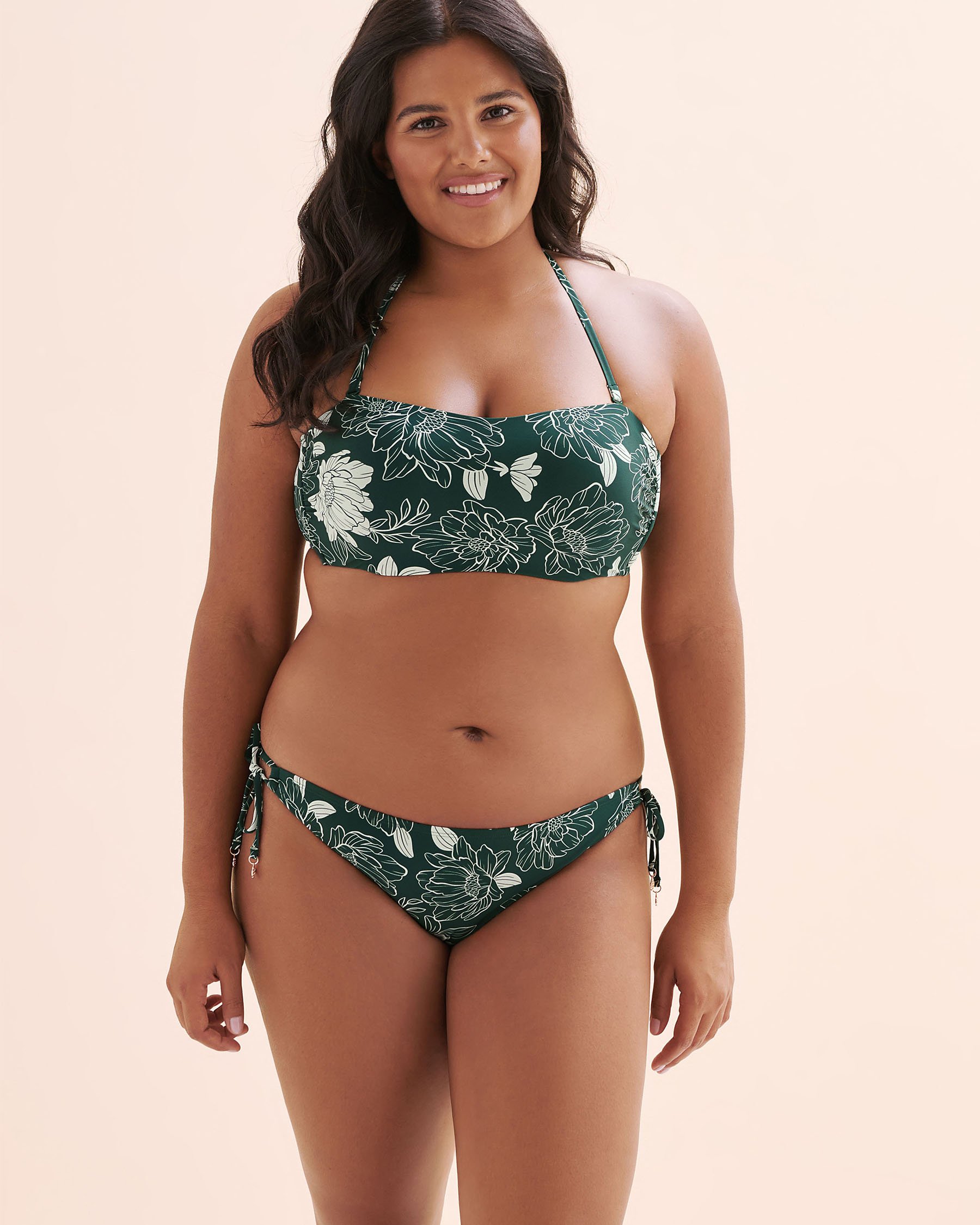 TURQUOISE COUTURE Floral Low-Rise Brazilian Bikini Bottom Green and white 01300507 - View6