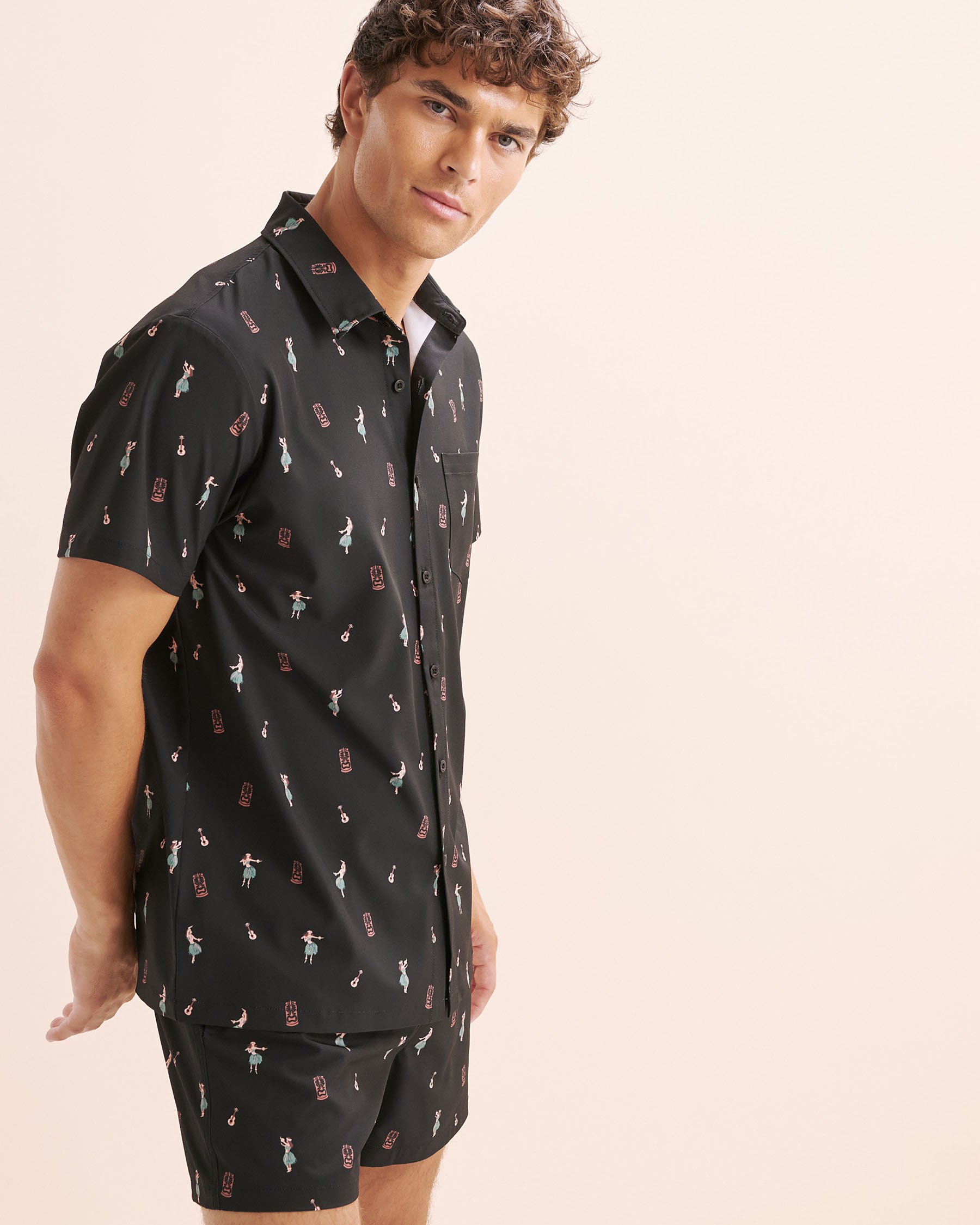 HAMABE Short Sleeves Shirt Black 04100048 - View6