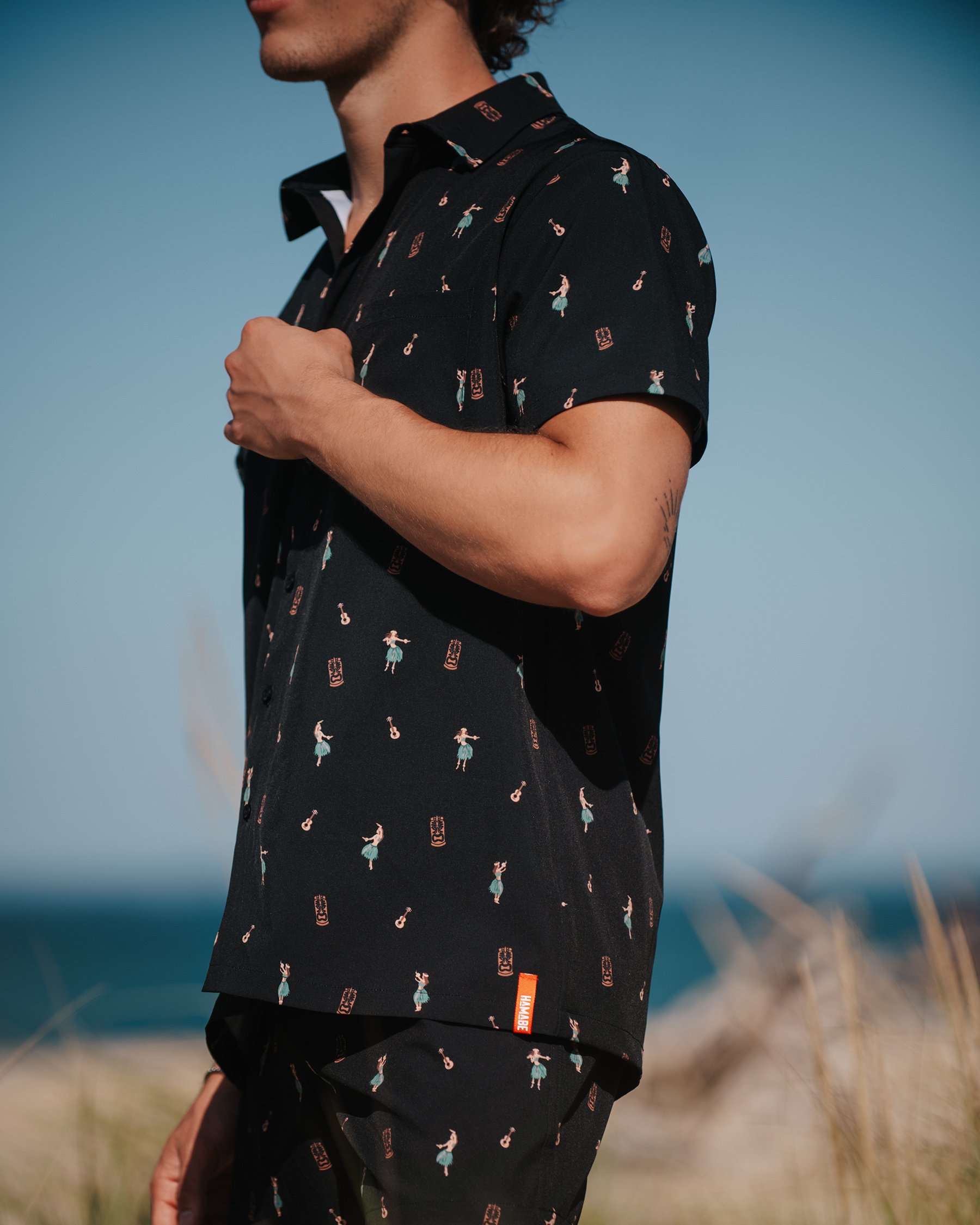 HAMABE Short Sleeves Shirt Black 04100048 - View2