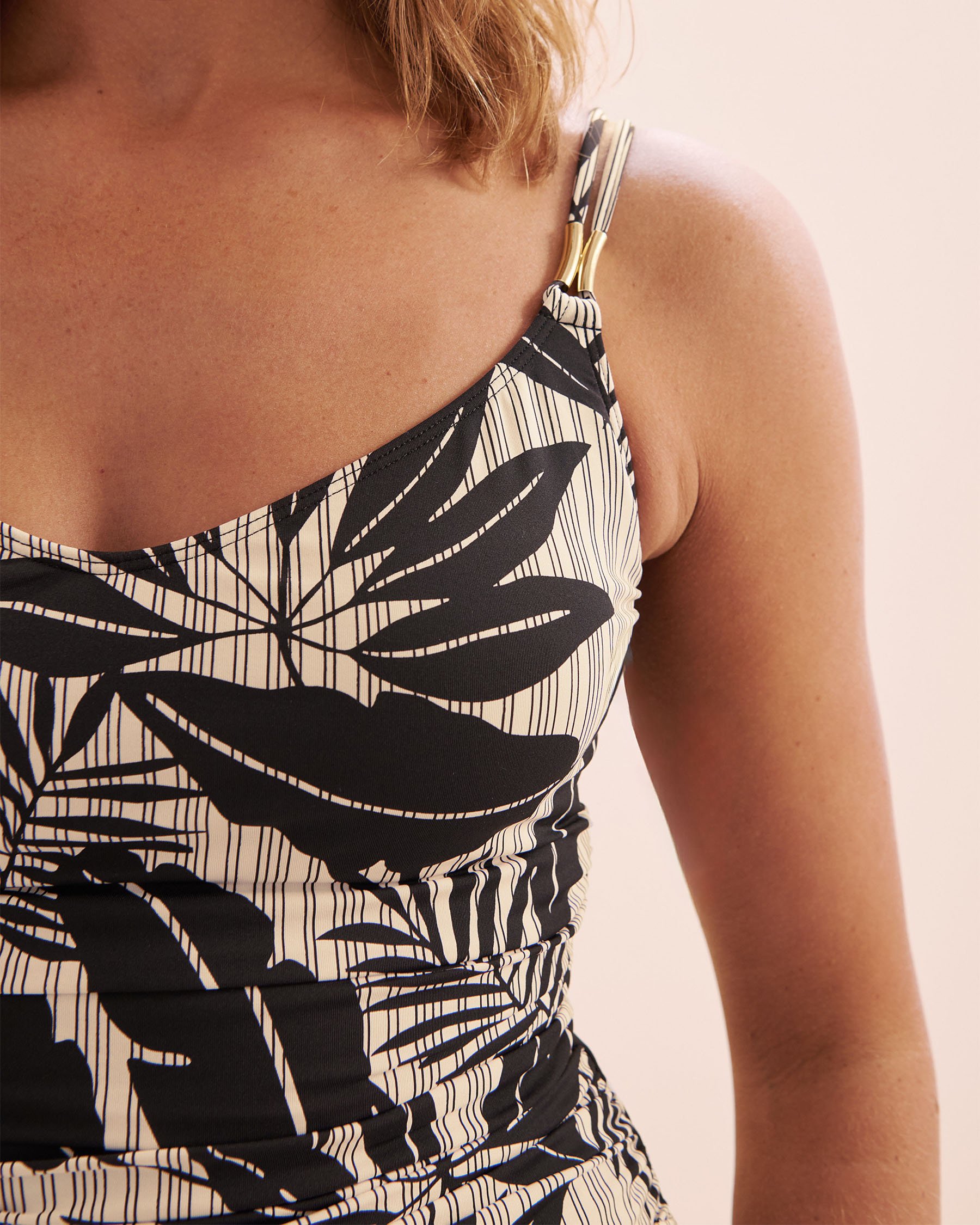 BLEU ROD BEATTIE Island Time Scoop Neck Tankini Top White and black RBIT26473 - View4