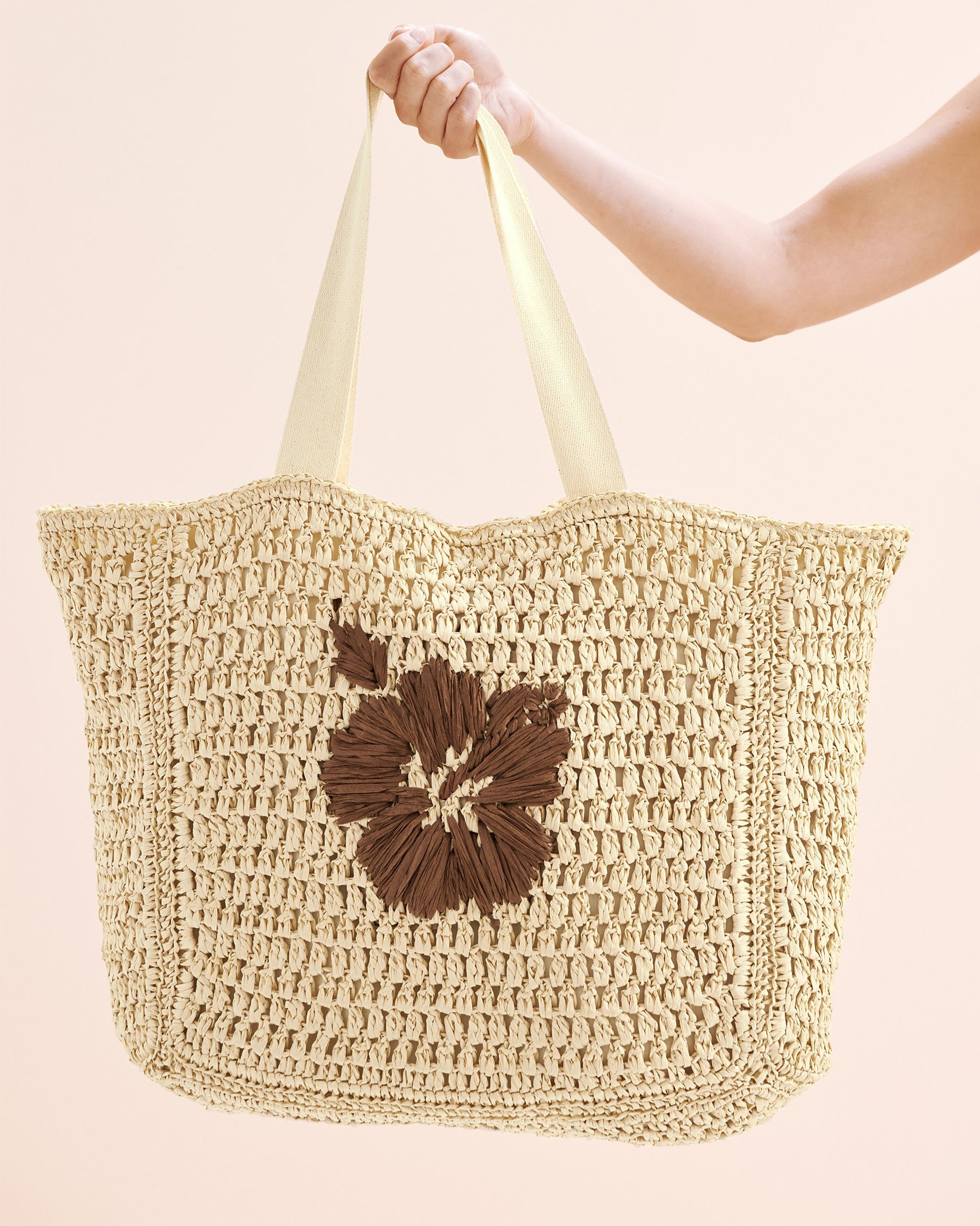 KULANI KINIS Straw Beach Tote Bag Beige 17-499 COCO - View1
