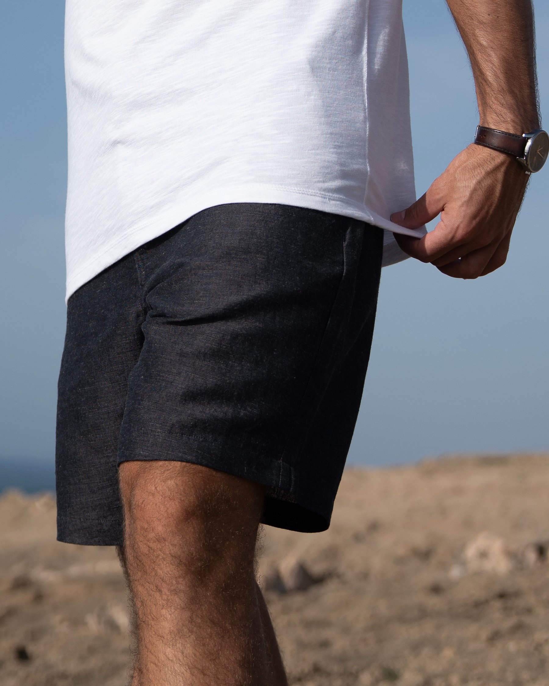 OFF THE BEACH Linen Blend Beach Short Black 04200008 - View3