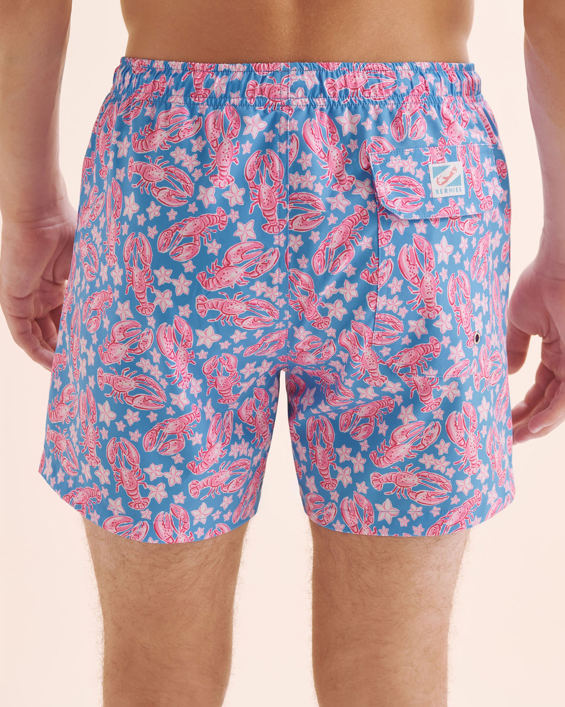 BERMIES Lobster Coralway Classic Mesh Liner Swimsuit Blue and pink LOBSCRLW-CLA - View2