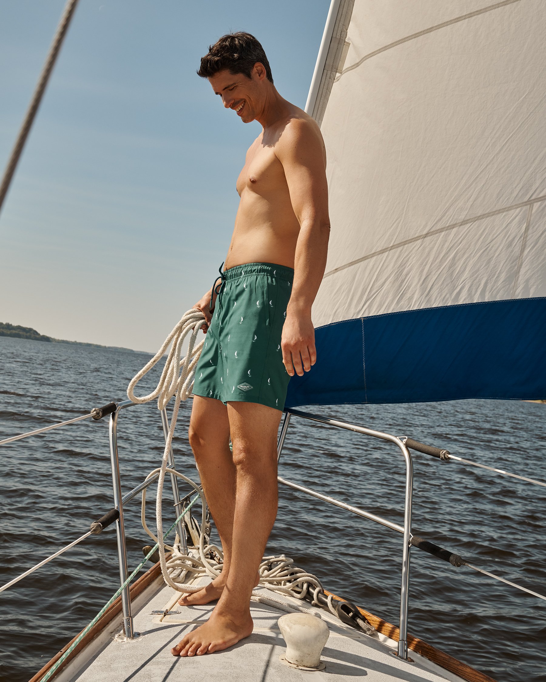 SHORELINE SEVEN Long Liner Volley Swimsuit Green and white 03100067 - View4