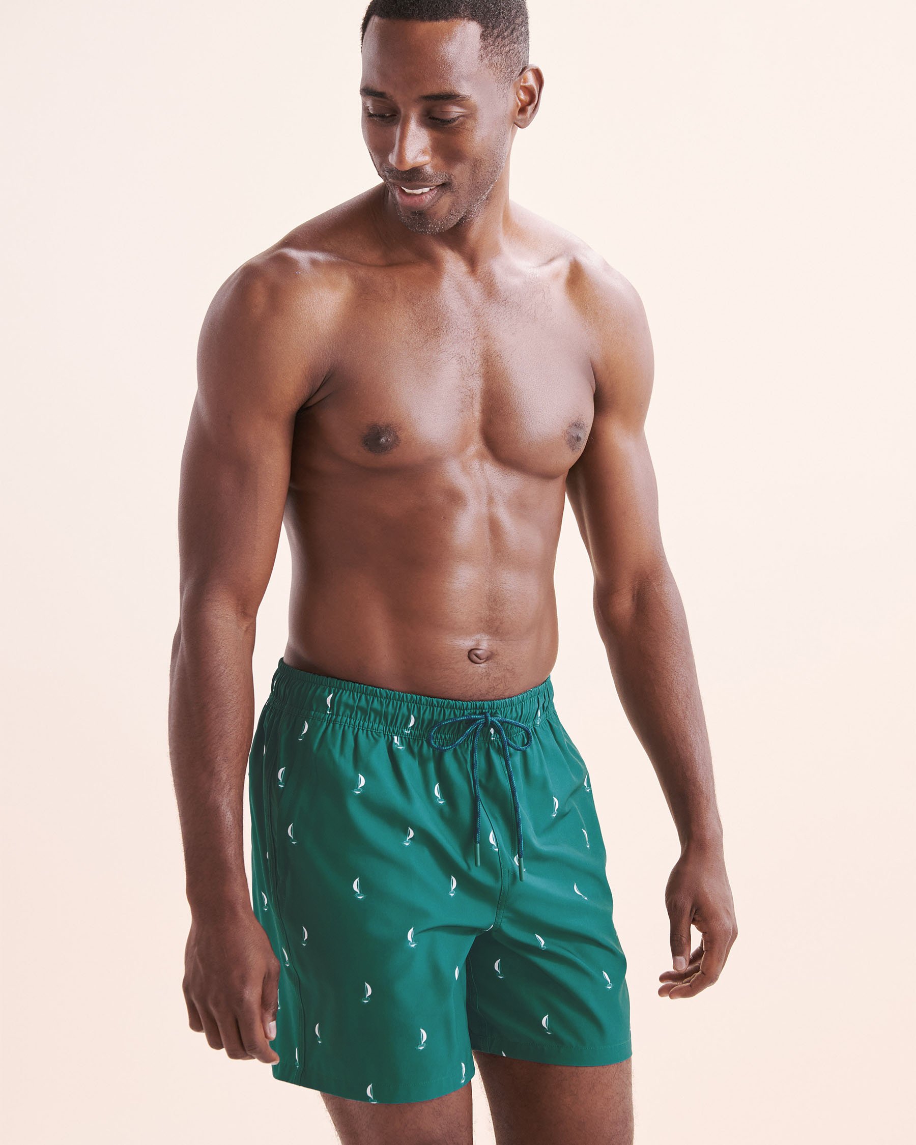 SHORELINE SEVEN Long Liner Volley Swimsuit Green and white 03100067 - View9