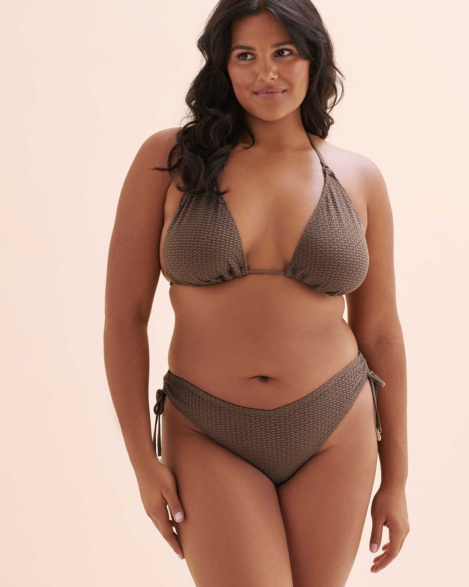 MY BIKINI STORY Haut de bikini triangle en crochet Brun taupe 01100476 - View4